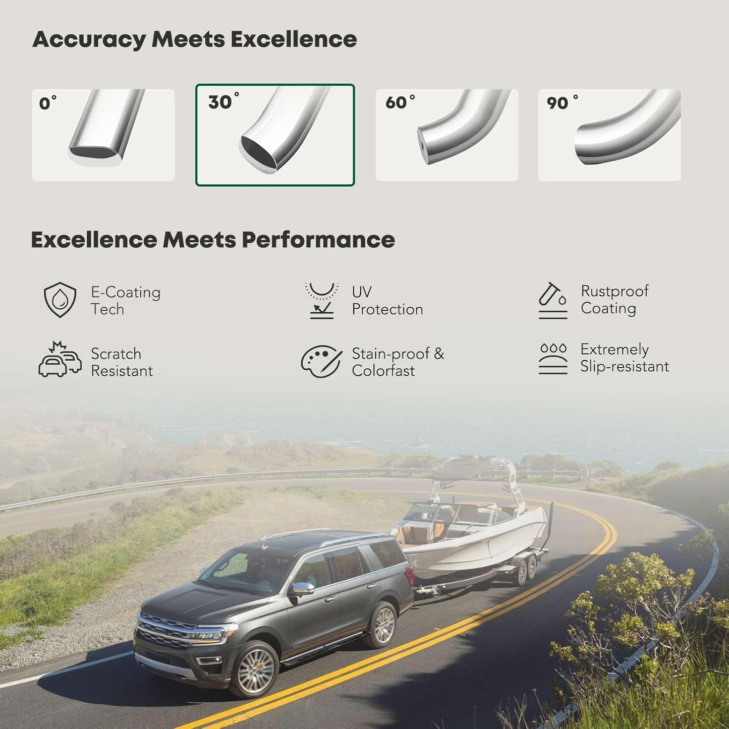 YHTAUTO 5 Inch Running Boards Side Steps Compatible with 2019-2024 Chevy Silverado & GMC Sierra 1500/2500 HD/3500 HD, Crew Cab, 5.5' Short Bed, Oval Bent Ends Stainless Steel Polished Chrome