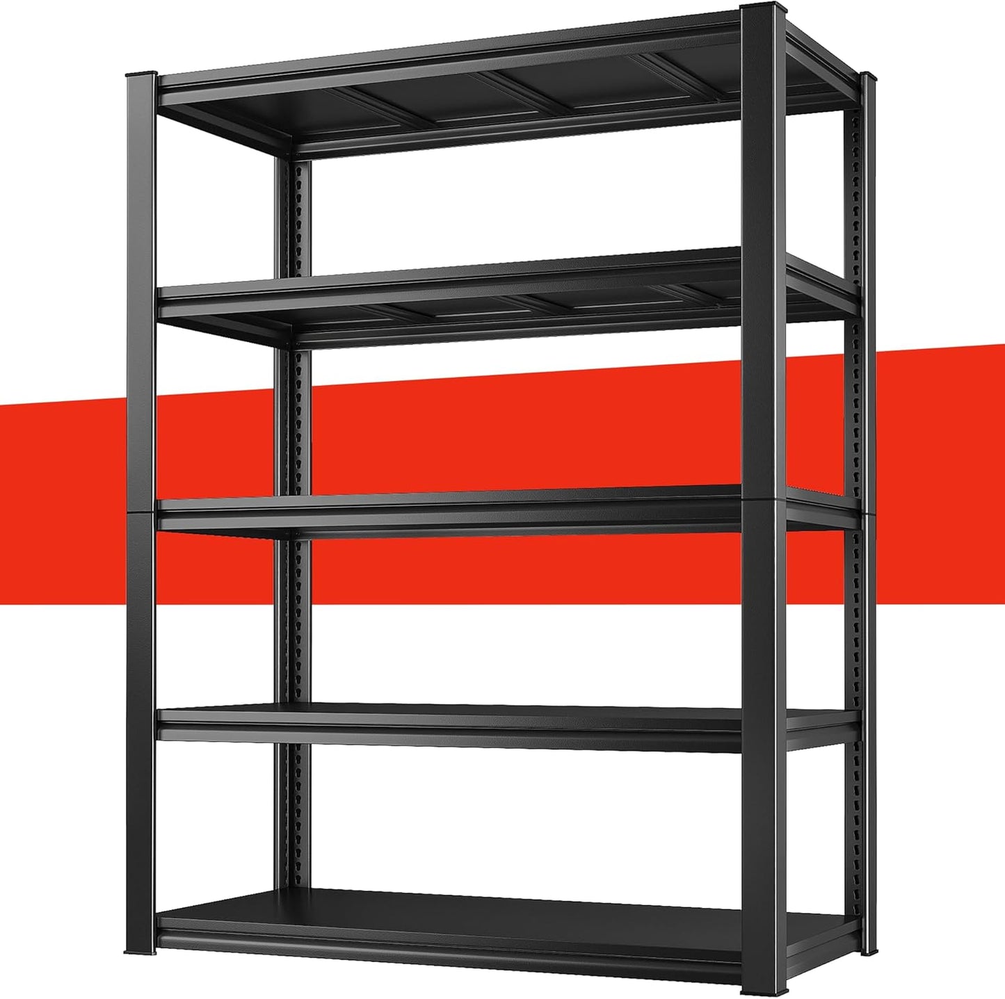 Raybee 5-Tier Industrial Heavy Duty Storage Shelving, 32" W x 16.5" D x 63" H, Black Metal Garage Shelving, 2000LBS Capacity