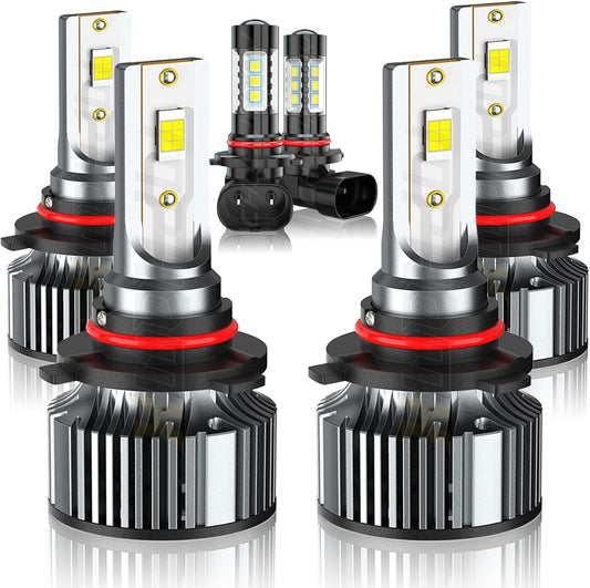 Compatible For Chevy Silverado 1500 2500 3500 High Low Beams and Fog Lights Bulbs Combo 2003 2004 2005 2006, 6500K White, 500% Brightness, Plug n Play, Pack of 6