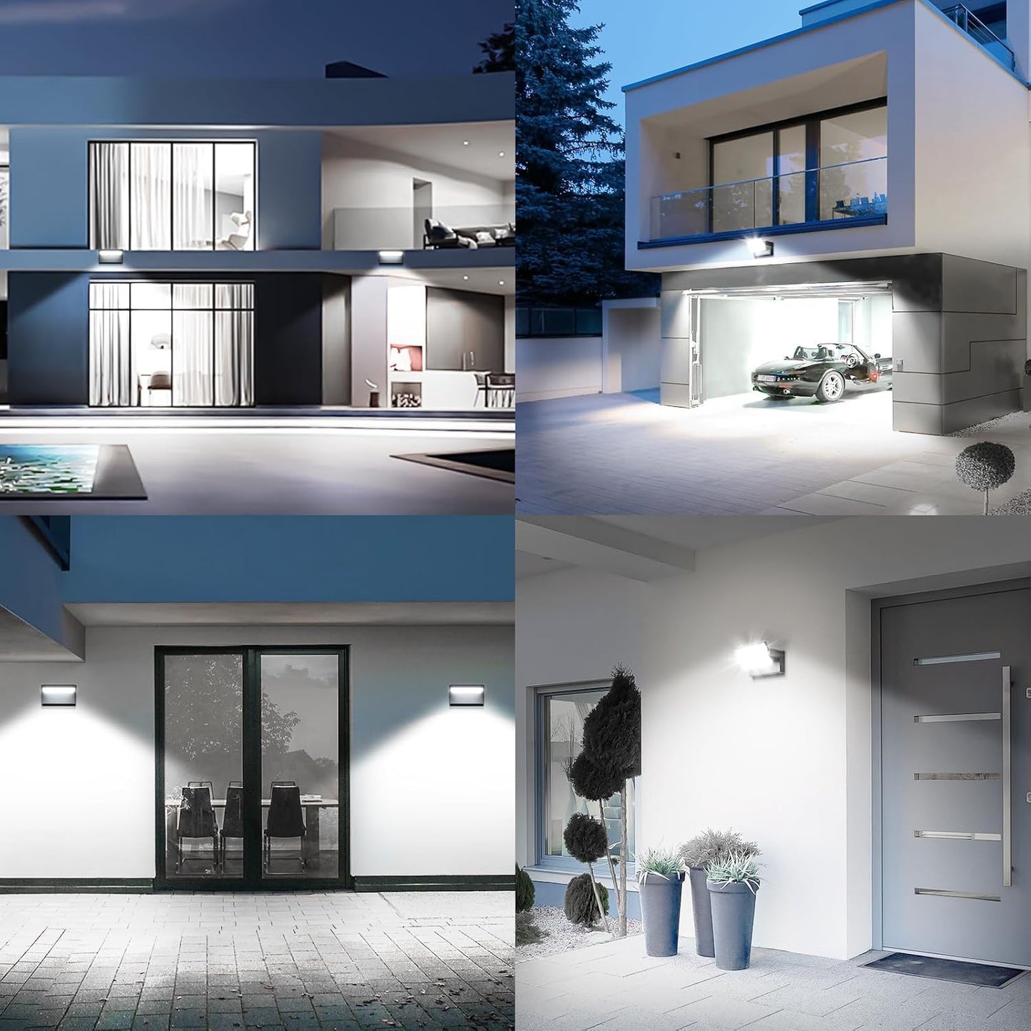 40W Outdoor Flood Light, 5000K 360° Rotating LED Wall Light, IP66 Waterproof Square Exterior Wall Pack Wall Mount Fixture Commercial Security Lighting for Garage House (8 Pack)