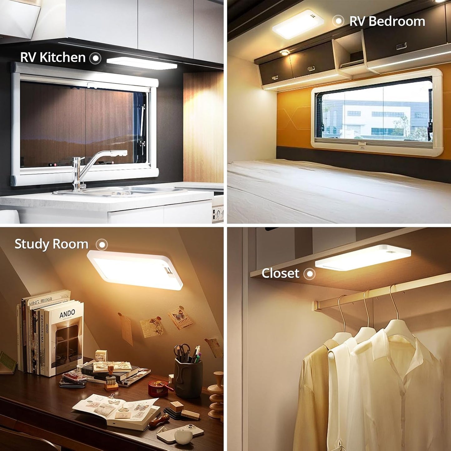 NAOEVO RV Lights Interior 2070LX, 1500LM RV LED Lights Interior 12V, Camper Lights Interior with 3 Color and Stepless Dimming, Energy-efficient RV Ceiling Light for Trailer Boat Car(6Pack, 2900-6500K)