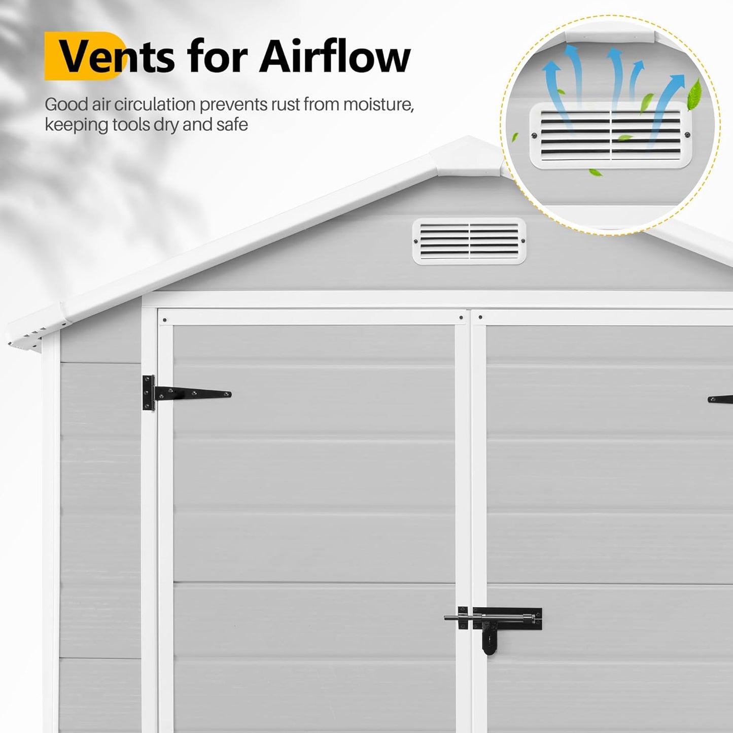 6 * 4.4 FT Resin Outdoor Storage Shed Plastic Shed with Floor, Reinforced Floor for Patio Furniture, Gardening Tools, Lawn Mower, Plastic Garden Shed with Lockable Door for Backyard (Gray)