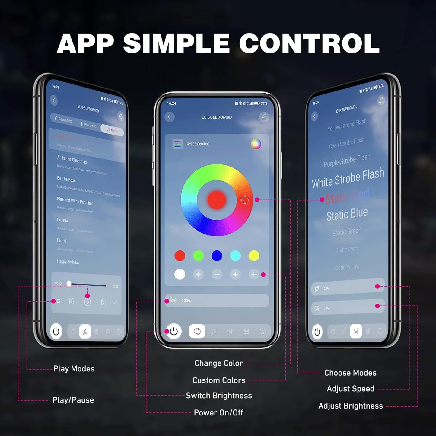 Nilight RGB LED Rock Lights Kit 8 PCS 18LED Wide Angle Wheel Well Light with Remote & Bluetooth App Dual Control Multi Modes Underglow Multicolor Neon Pod for ATV UTV SUV Offroad Truck RZR Boat