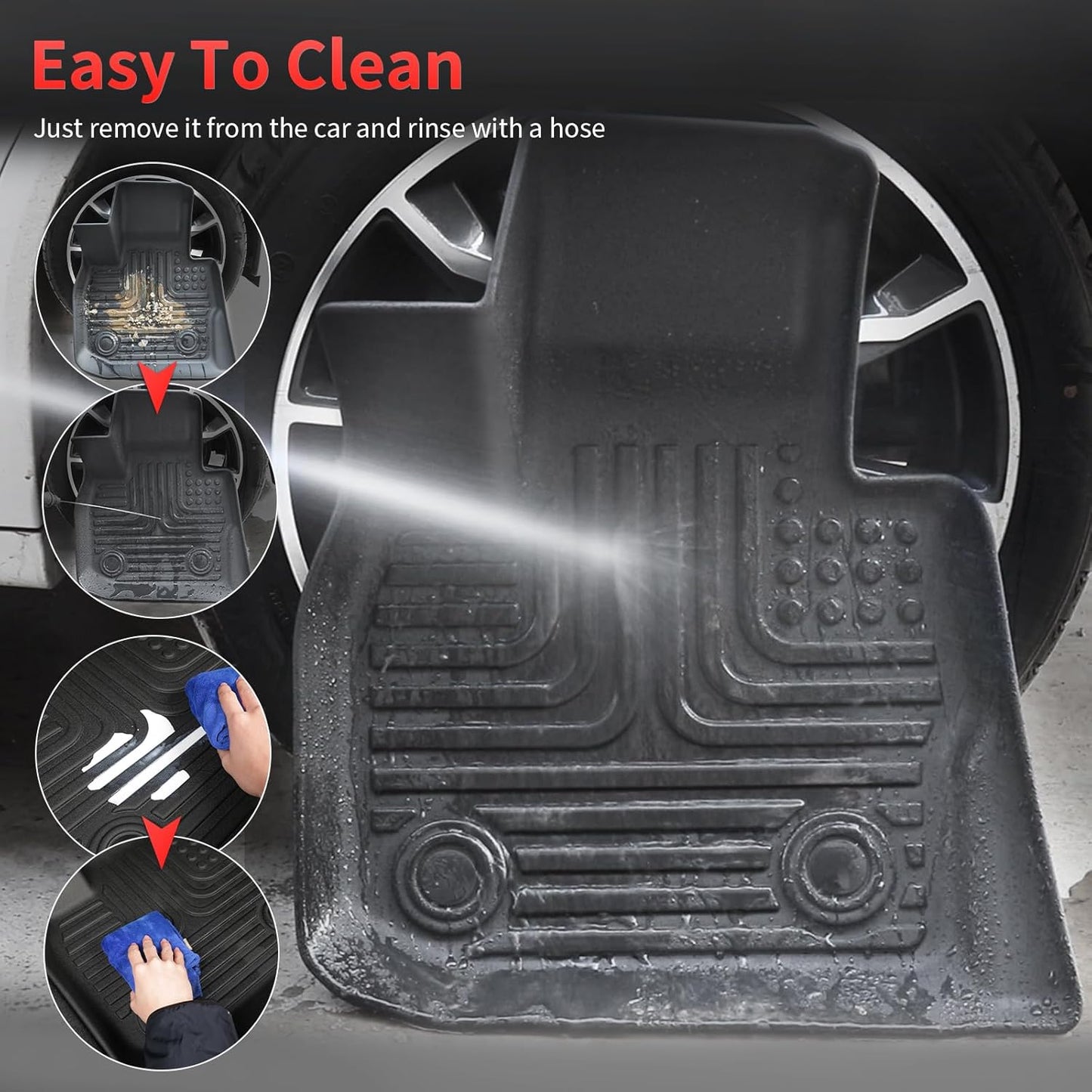 Wayhigh-Floor Mats & Cargo Liner Set for 2022 2023 2024 2025 Hyundai Tucson Hybrid All Weather TPE Car Mats Waterproof Heavy Duty Rubber Floor Liners for Tucson Hybrid Accessories- Black