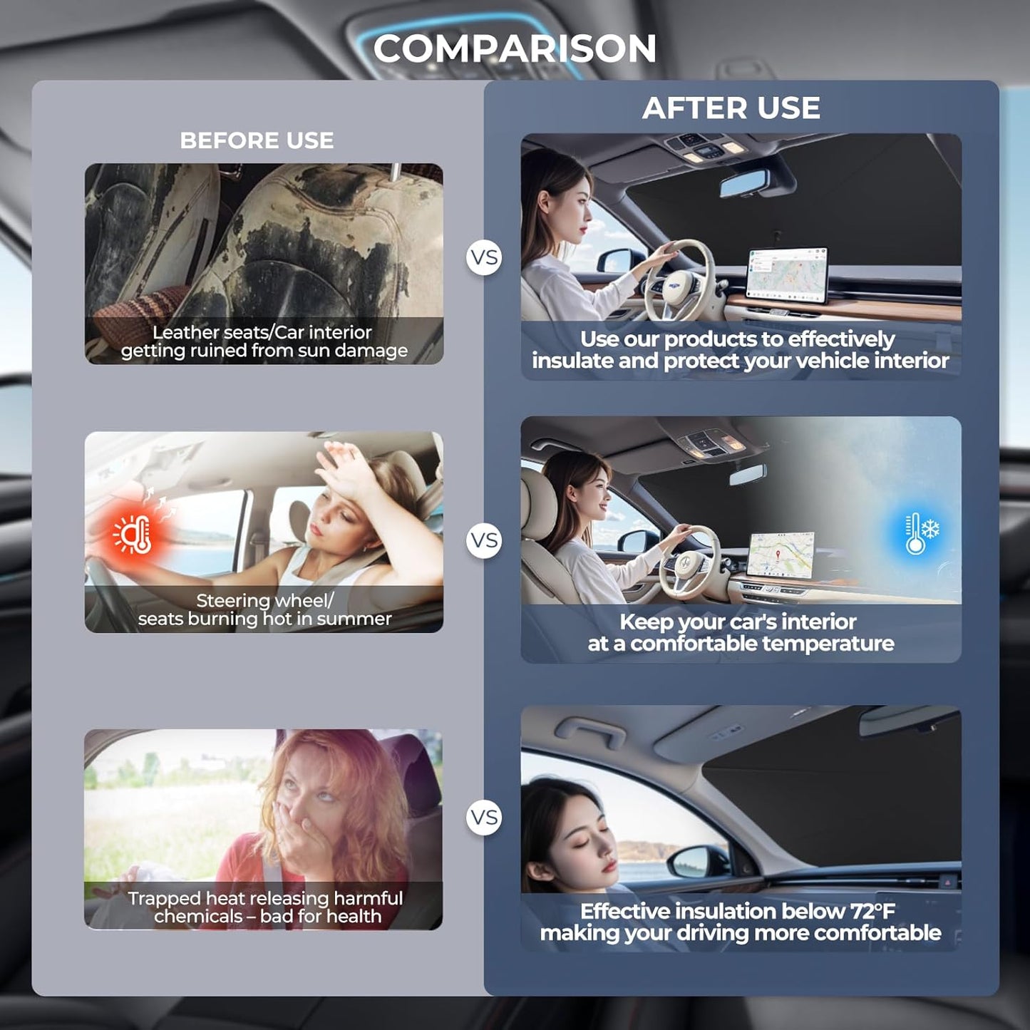 Windshield Sun Shade Umbrella: for Toyota Tacoma 2016 2017 2018 2019 2020 2021 2022 2023 2024 2025 - Front Car Window Shades - Double Toyota-Tacoma Thickened Foldable Sunshades Block UV Keep Cool