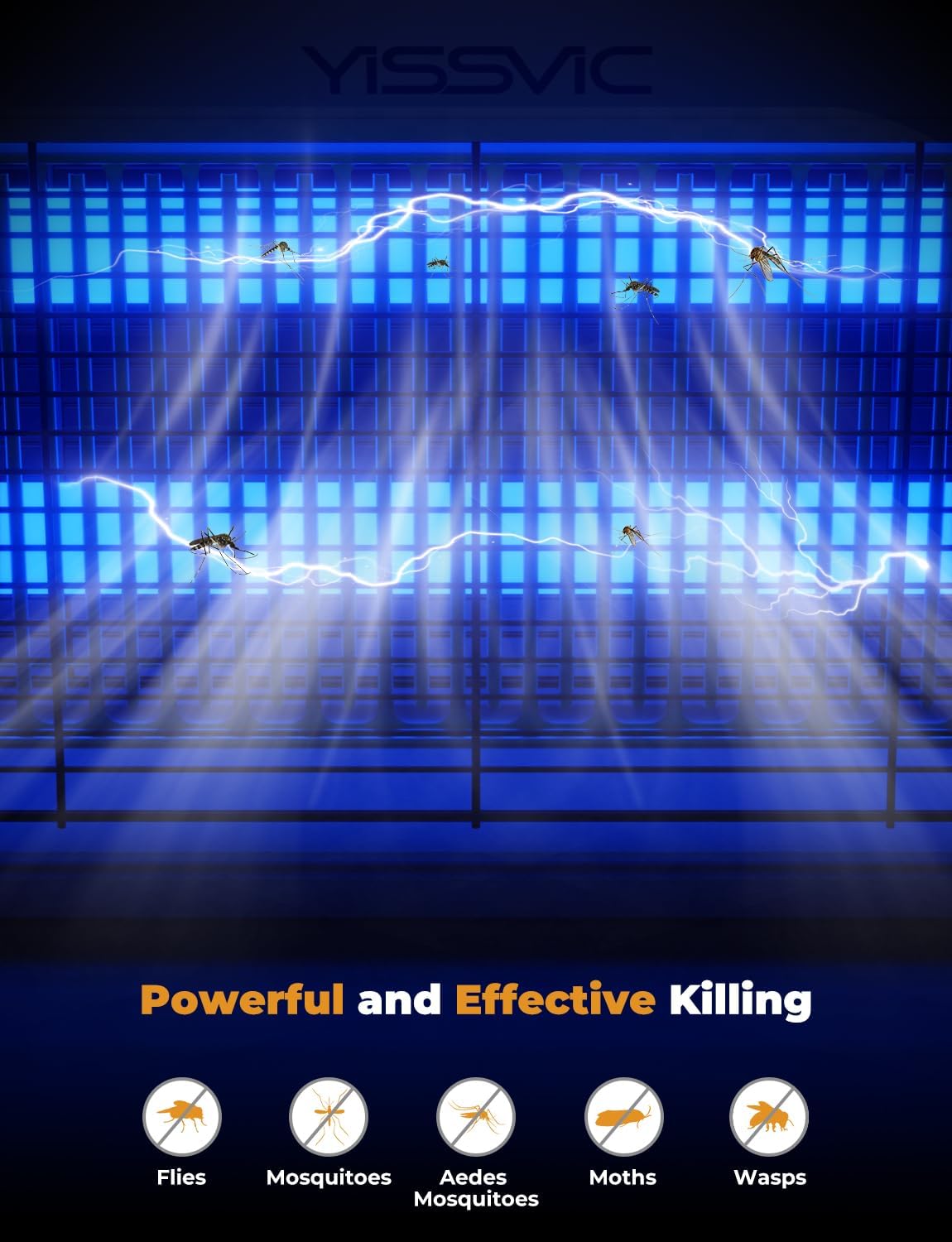 YISSVIC LED Bug Zapper Indoor, 4000V Electric Bug Zapper, Powerful Mosquito Zapper,LED Fly Zapper Indoor, Mosquito Killer with 6.6ft Power Cord for Home Office Restaurant