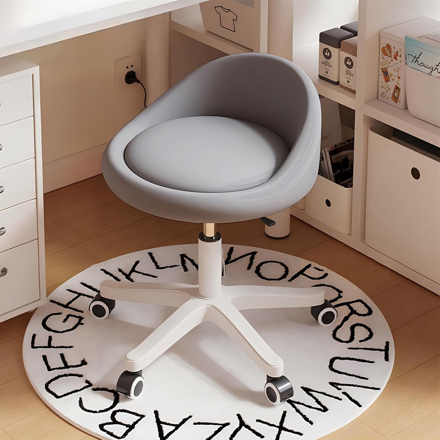 Rolling Stool Rolling Hydraulic Salon Stool with Low Backrest - Adjustable Swivel Chair for SPA, Shop, Salon, Massage, or Medical Office Dark Grey-A