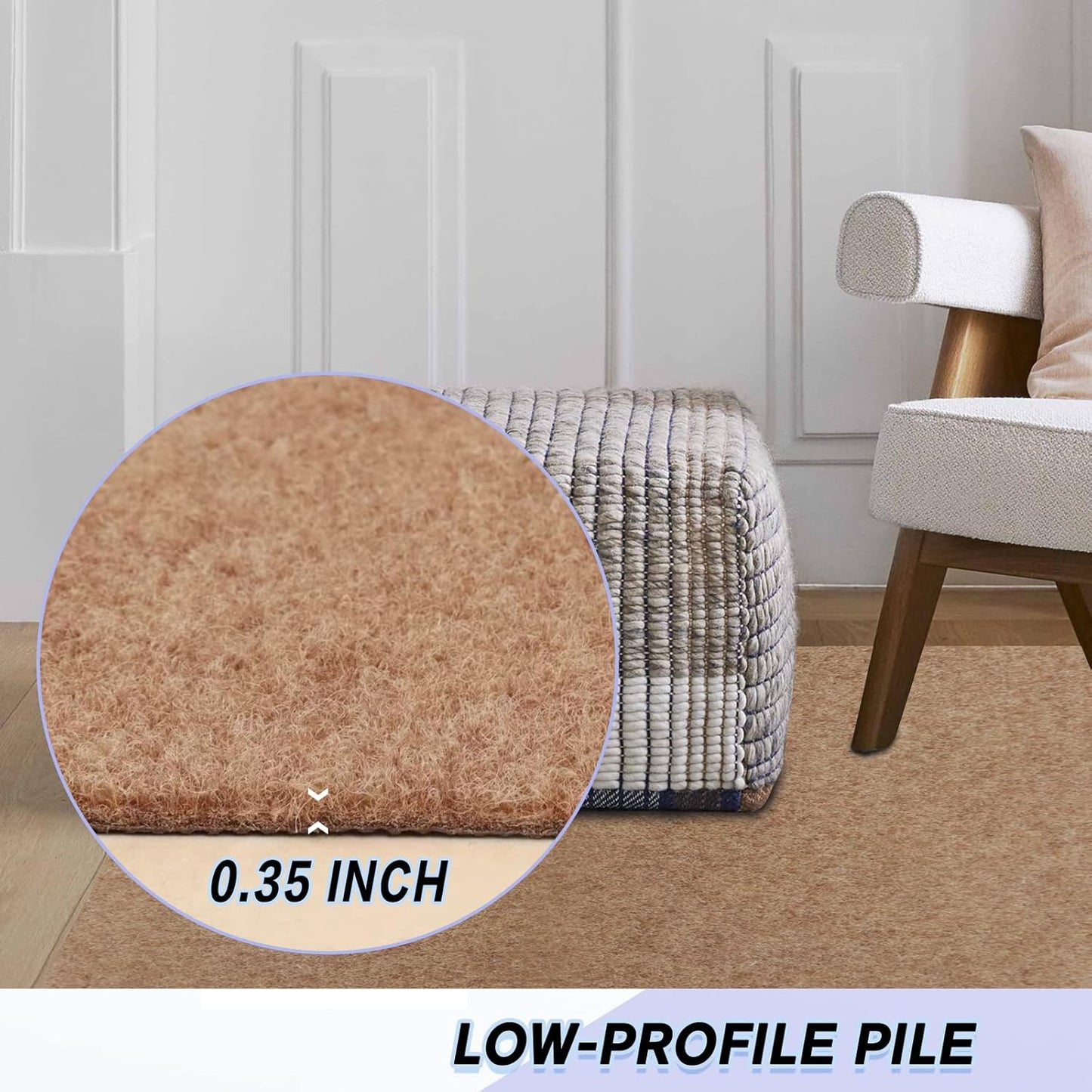 Custom Size Backed Non-Slip Area Rugs Runner, Easy Clean, Waterproof Runner Rugs for Hallway Entryway, Kitchen, Laundry, 4FT x 24FT, Beige