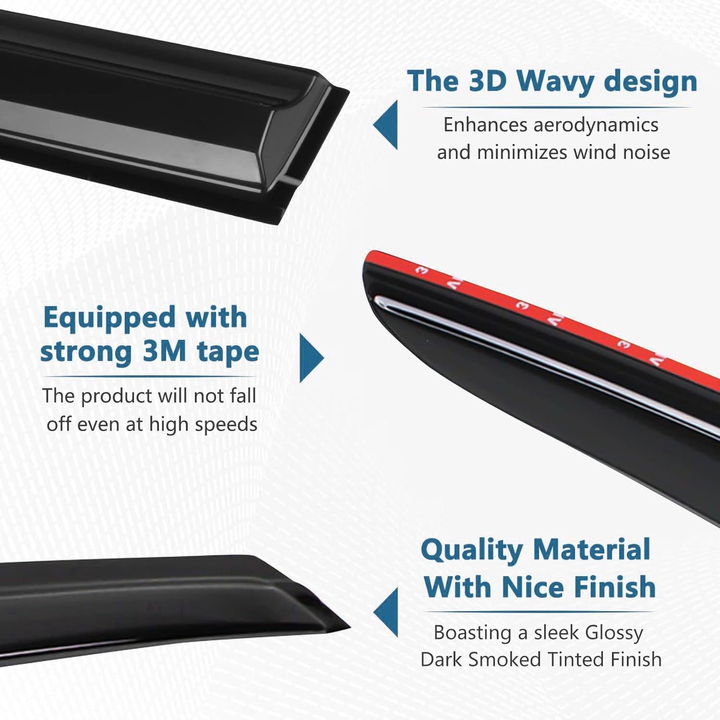 Window Visors Rain Guards Fit for 2009-2019 Ford Flex, Outside Mount Wind Deflector Shade, Tape-on Smoke Tinted Vent Visor Shields, 2010 2011 2012 2013 2014 2015 2016 2017 2018