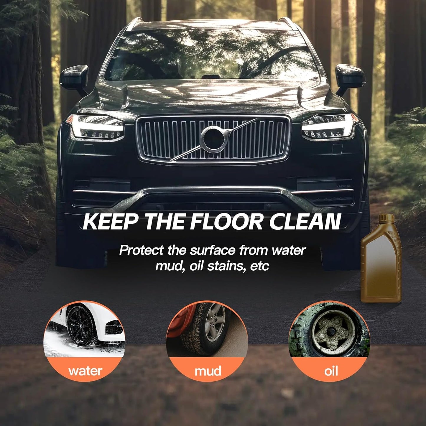 8.2’x 22' Garage Floor Mat & Oil Spill Mat, Heavy Duty Under Car Mat for Garage & Driveway, Protects Against Oil, Chemicals & Stains with TPE Anti-Leak Backing, Reusable & Washable