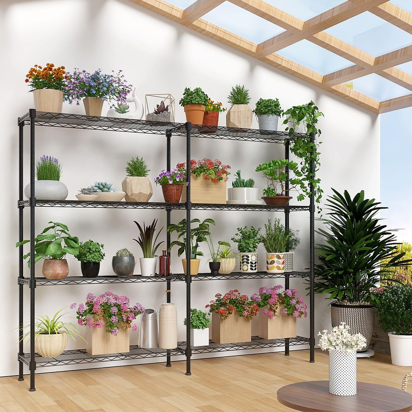 VINGLI 58" W Storage Shelves 1220LBS Heavy Duty Metal Shelving, Upgraded 4 Tier Garage Shelving Unit, Adjustable Wire Shelf for Storage Rack Commercial Pantry Shelf Organizer, 58" W × 13.8" D × 59" H