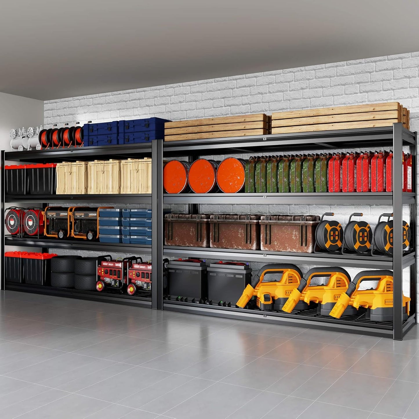 72" W Storage Shelves Heavy Duty Garage Shelving 30" D Metal Shelving Unit, 4 Tier Adjustable Shelves, 5000LBS Steel Industrial Shelving for Basement Warehouse Commercial, 2 Pack