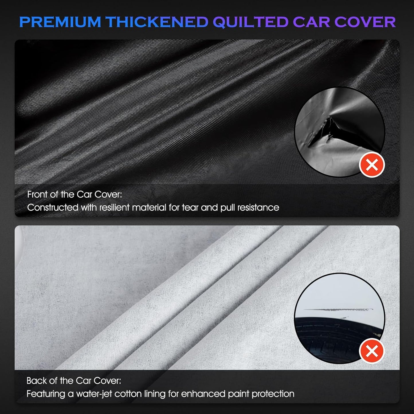 Car Cover Custom Fit for Toyota Corolla 2000-2025,Honda Civic 1991-2025,6 Layers Truck Cover Waterproof All Weather for Automobiles,Outdoor Full Exterior Cover,Rain, Sun, Wind Protection,Black