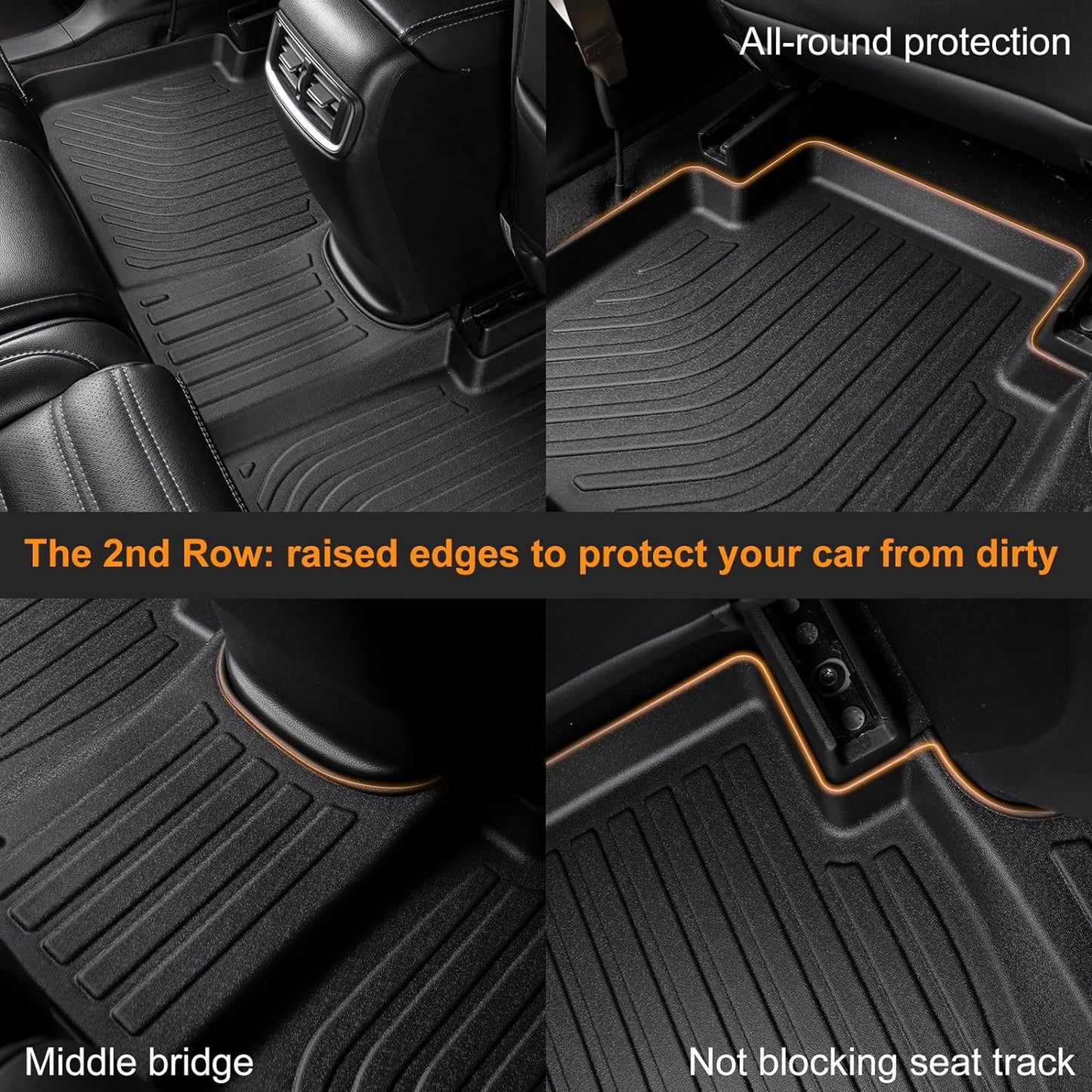 Binmotor-Floor Mats& Cargo Liner for Lincoln Corsair 2020-2024 2025(Not for Plug-in Hybrid), TPE Corsair All Weather Mats for Lincoln Corsair Rubber Liners for Corsair Accessories