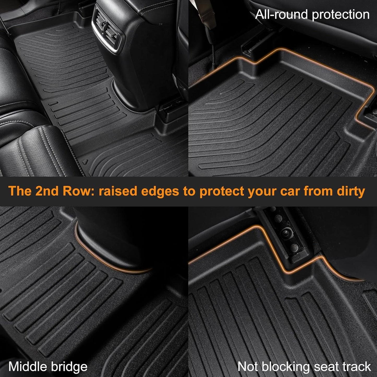 Binmotor-All Weather Car Floor Mats and Cargo Liner Set for Volkswagen Jetta 2019-2024 2025, 2 Rows with Cargo Mat TPE Rubber Liners for VW Jetta Accessories