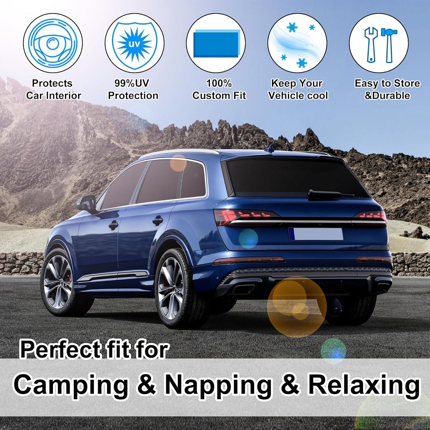 TINGLU Window Shades for Audi Q7 SUV 2016-2025 Accessories Side Full Windows Cover Camping Rear Triangular Windshield Sun Shade Sun UV Rays Privacy Protection 8PCS