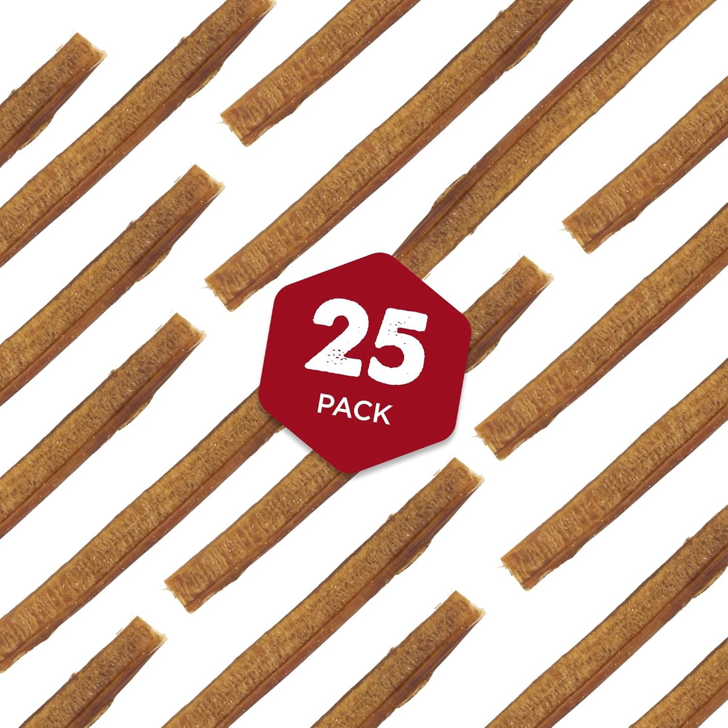 Best Bully Sticks 6 Inch Bully Sticks - 25 Count (Pack of 1) - Natural, Easily Digestible, 100% Grass-Fed, Grain and Rawhide Free