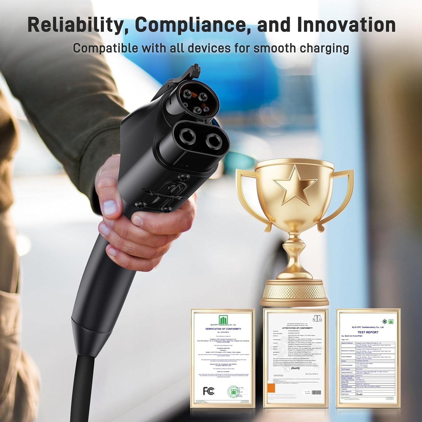 NACS to CCS1 EV Adapter – 500A / 1000V – Fast DC Charging for Ford, GM, Rivian, Volvo, Polestar & More – Compatible with Tesla Supercharger V3/V4 Stations [Check EV Compatibility]