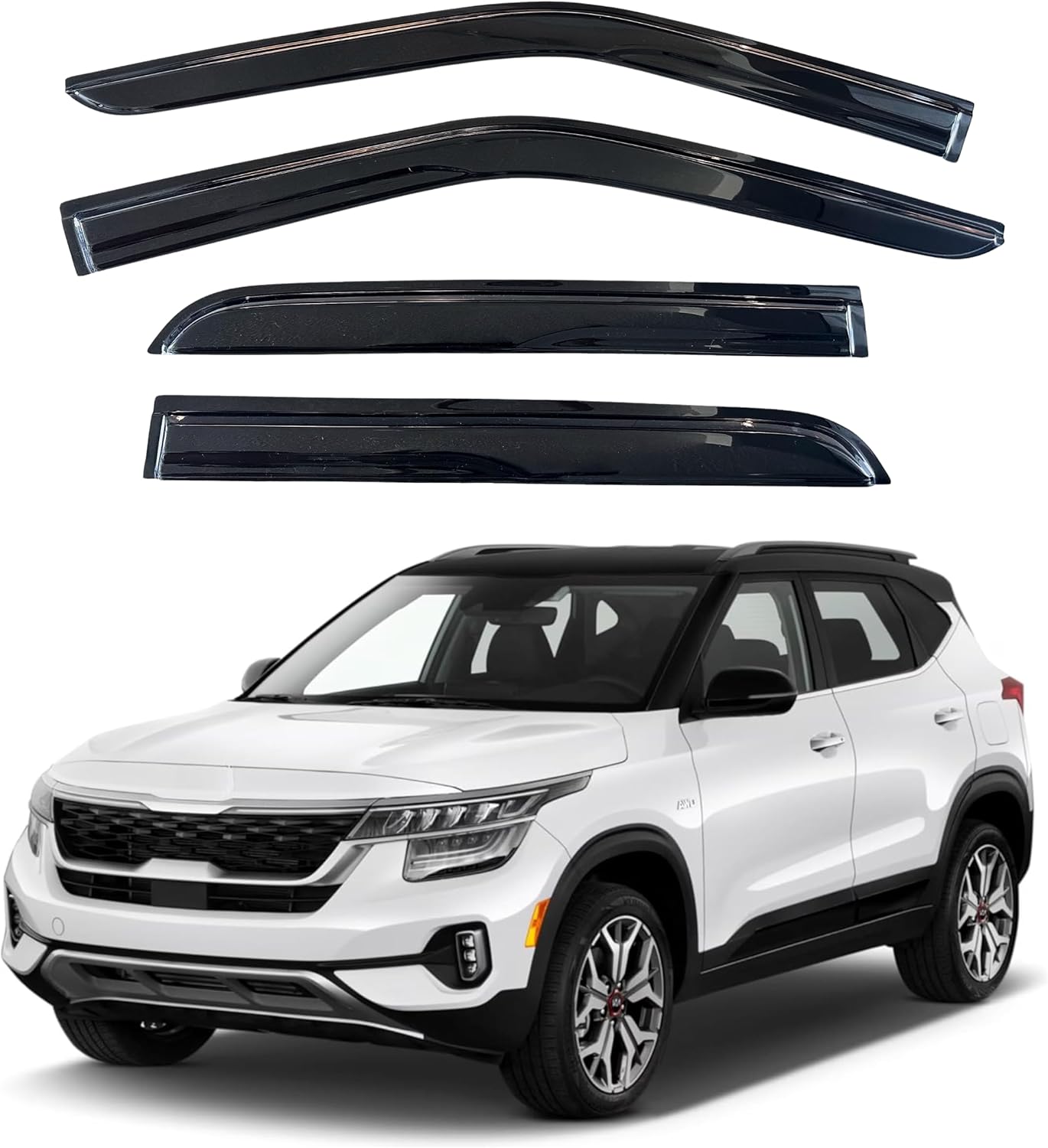 KPY Window Visor Compatible with Kia Seltos 2021-2025, 4PC Rain Guard Side Window Vent Deflectors Tape-On Mugen Style, 2021 2022 2023 2024 2025