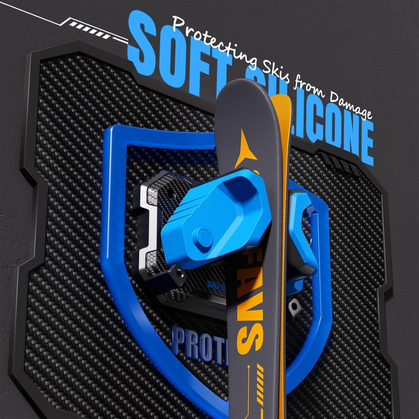 Ski & Snowboard Wall Rack for Garage Wall Fits Any Ski/board, Ski Wall Mount Holders Damage-Free Storage Rack, Garage Organization Space-Saving Winter Gear Organizer, Blue, 6 Pack