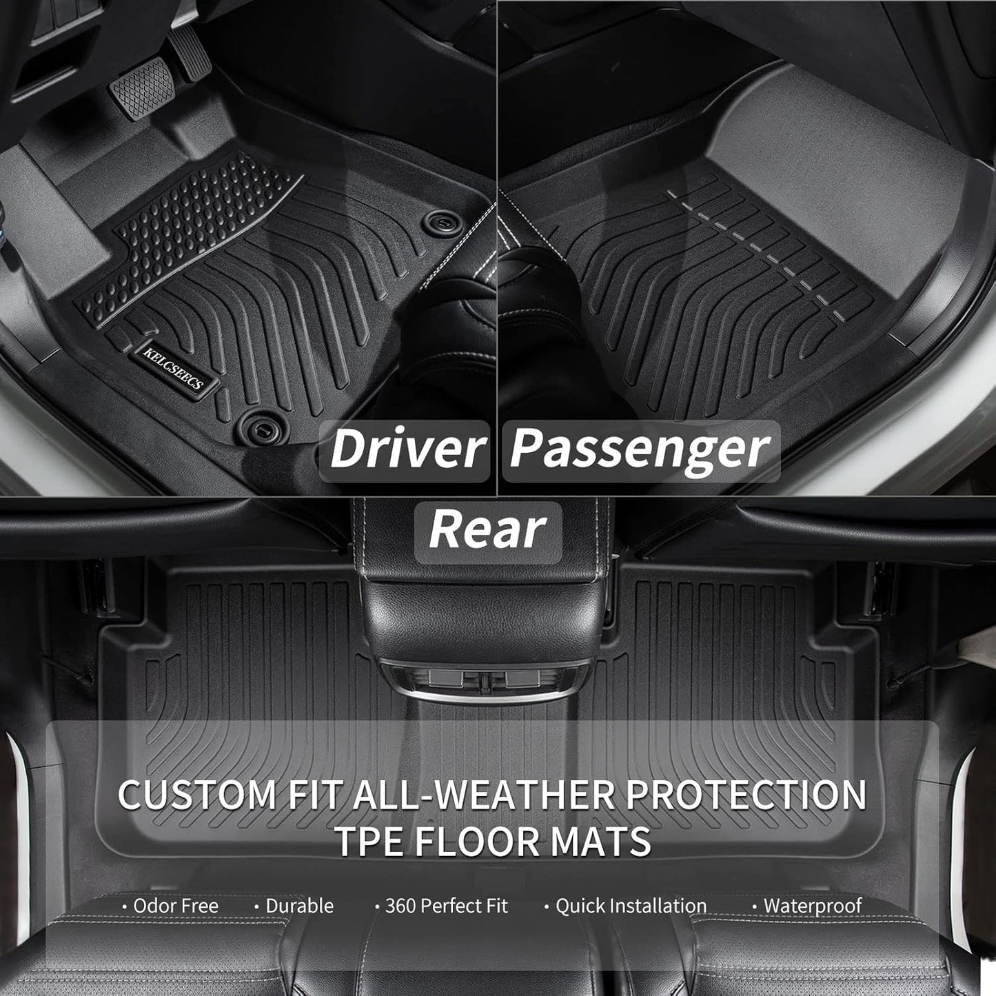 KELCSEECS® Floor Mats & Cargo Liner Custom for Acura RDX 2013 2014 2015,All Weather Protection TPE Floor Liners Front& Rear Row Full Set RDX Accessories Black