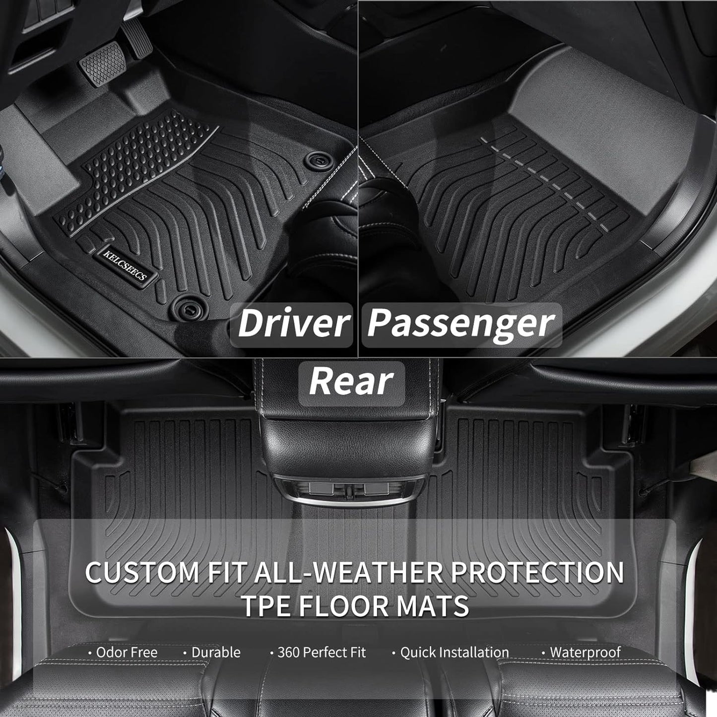 KELCSEECS Floor Mats & Cargo Liner Custom for Nissan Kicks 2024-2018 All Weather Protection Anti-Slip TPE Floor Liners Full Set Nissan Kicks Accessories Black