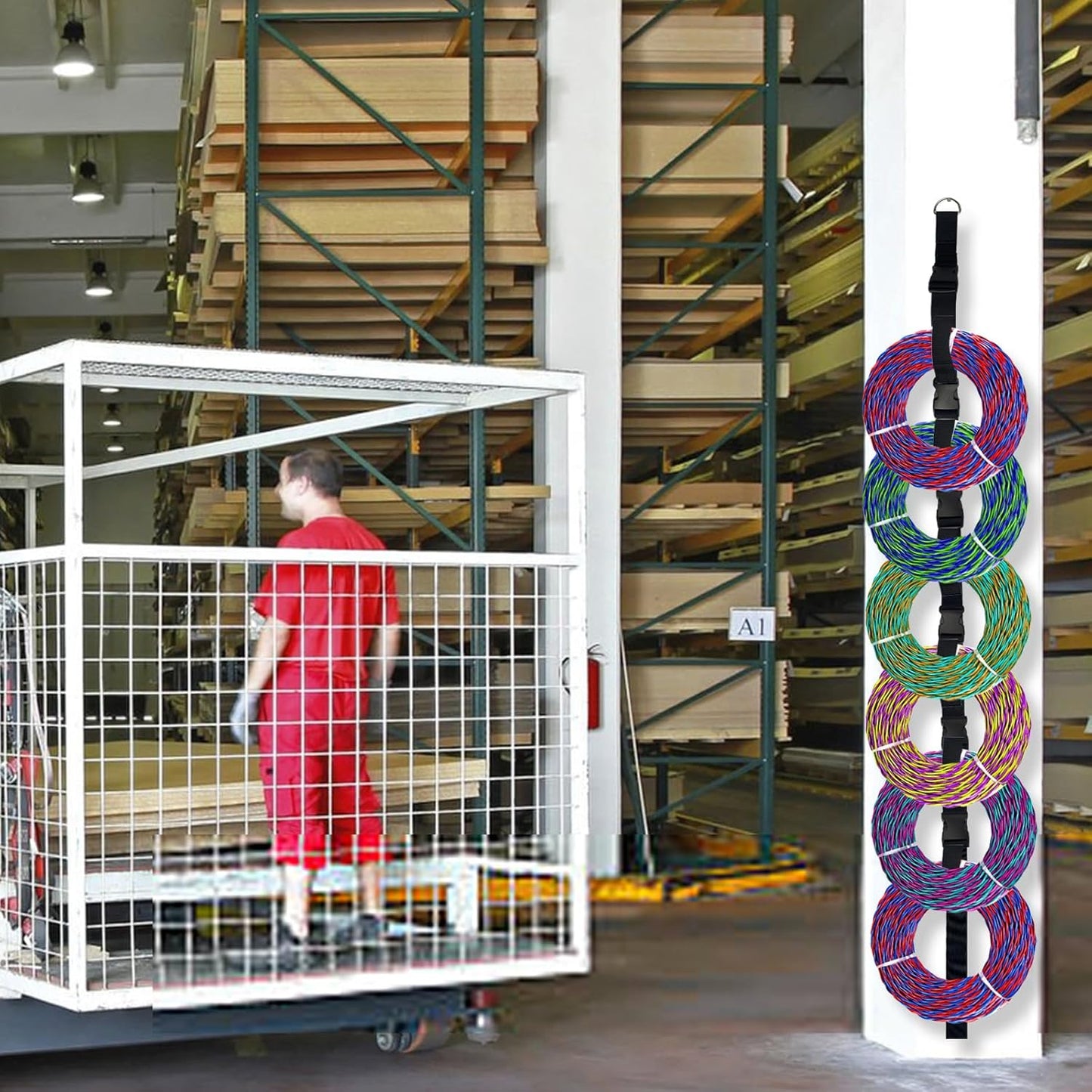 3 Pcs Extension Cord Organizers Storage Garage Extension Cord Holder with 6 Slots Organizer Straps with 28 Pcs Cable Ties 6 Pcs Hardware Nails for Vertical Space Cable Hose Rope String Lights