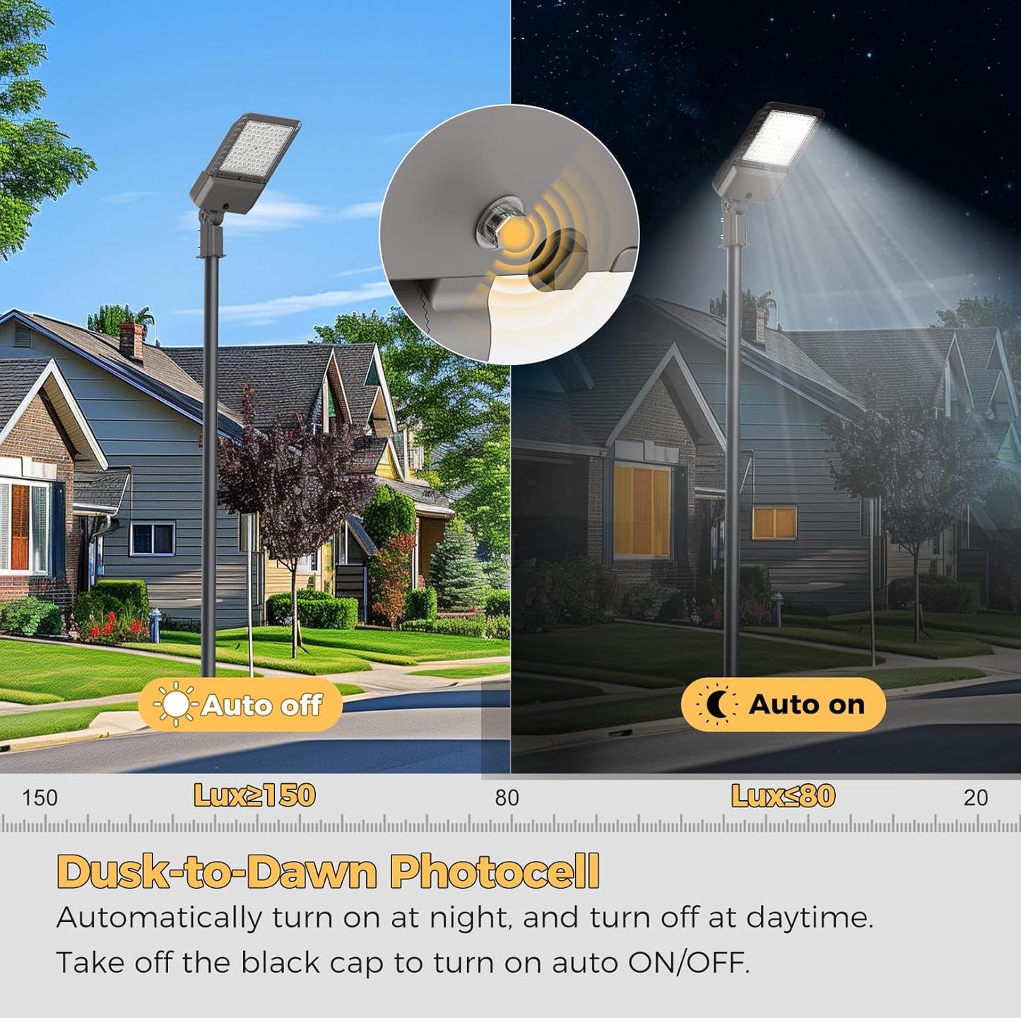 340W LED Parking lot Light Commercial Area Oudoor Lighting Street Light with Dusk to Dawn Photocell 61200Lm(180LM/W) 6000K IP65 Waterproof 100-277V for Driverway, Parking Lot 9 Pack