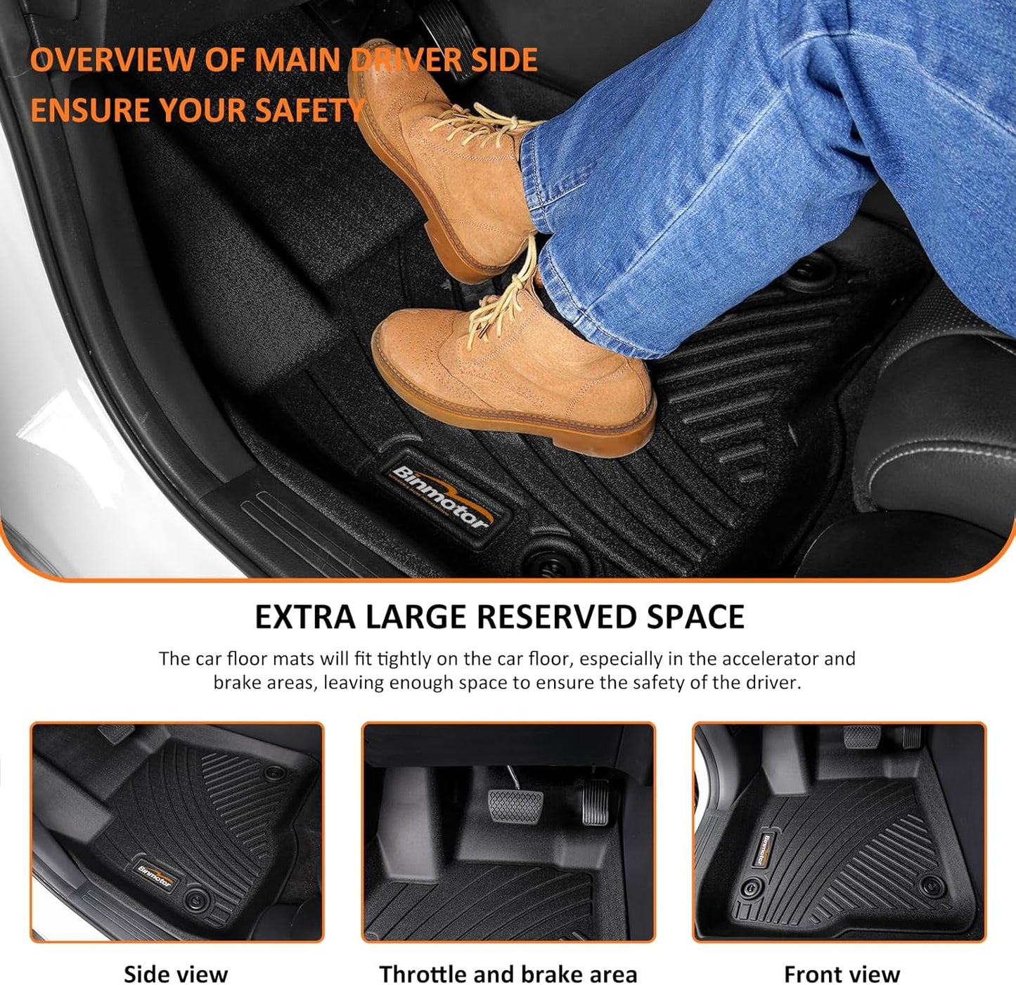 Binmotor-Floor Mats & Cargo Liner Set for Nissan Kicks 2024 2023 2022-2018, All Weather Mats Cargo Trunk Mat Waterproof Car Mats for Nissan Kicks Accessories Custom Fit