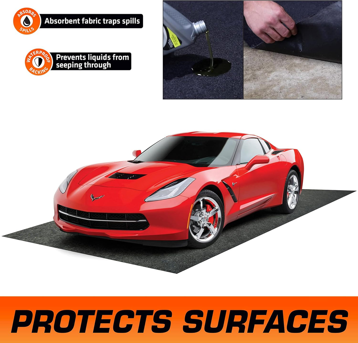 Armor All Premium Original Garage Floor Mat, (20' x 7'4"), Protects Surfaces, Transforms Garage, Absorbent/Waterproof/Durable (Includes Double Sided Tape) (USA Made) (Charcoal)