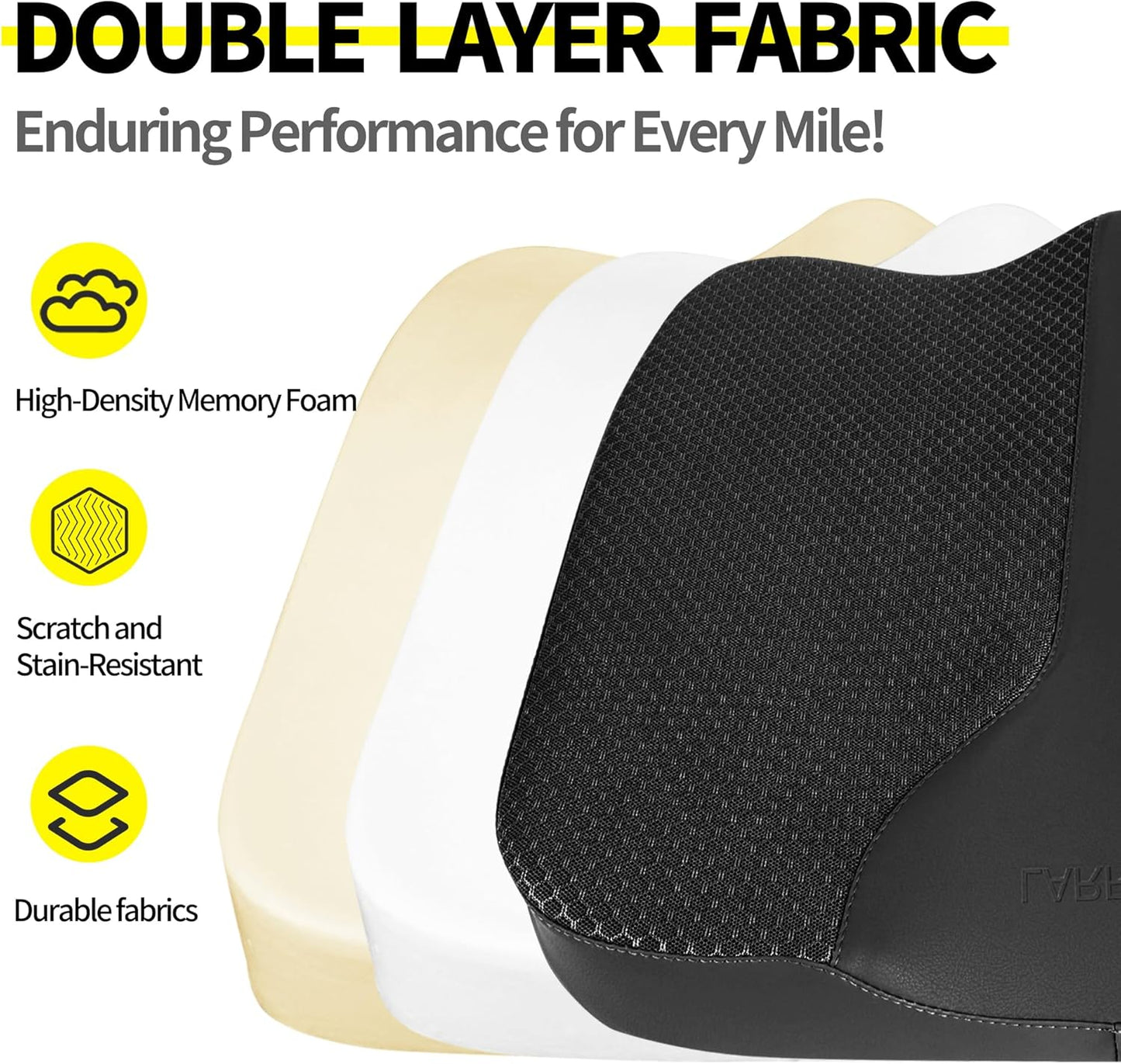 Car Seat Cushion - Comfort Memory Foam Seat Cushion for Car Seat Driver, Tailbone (Coccyx) Pain Relief, Car Seat Cushions for Driving (Black)
