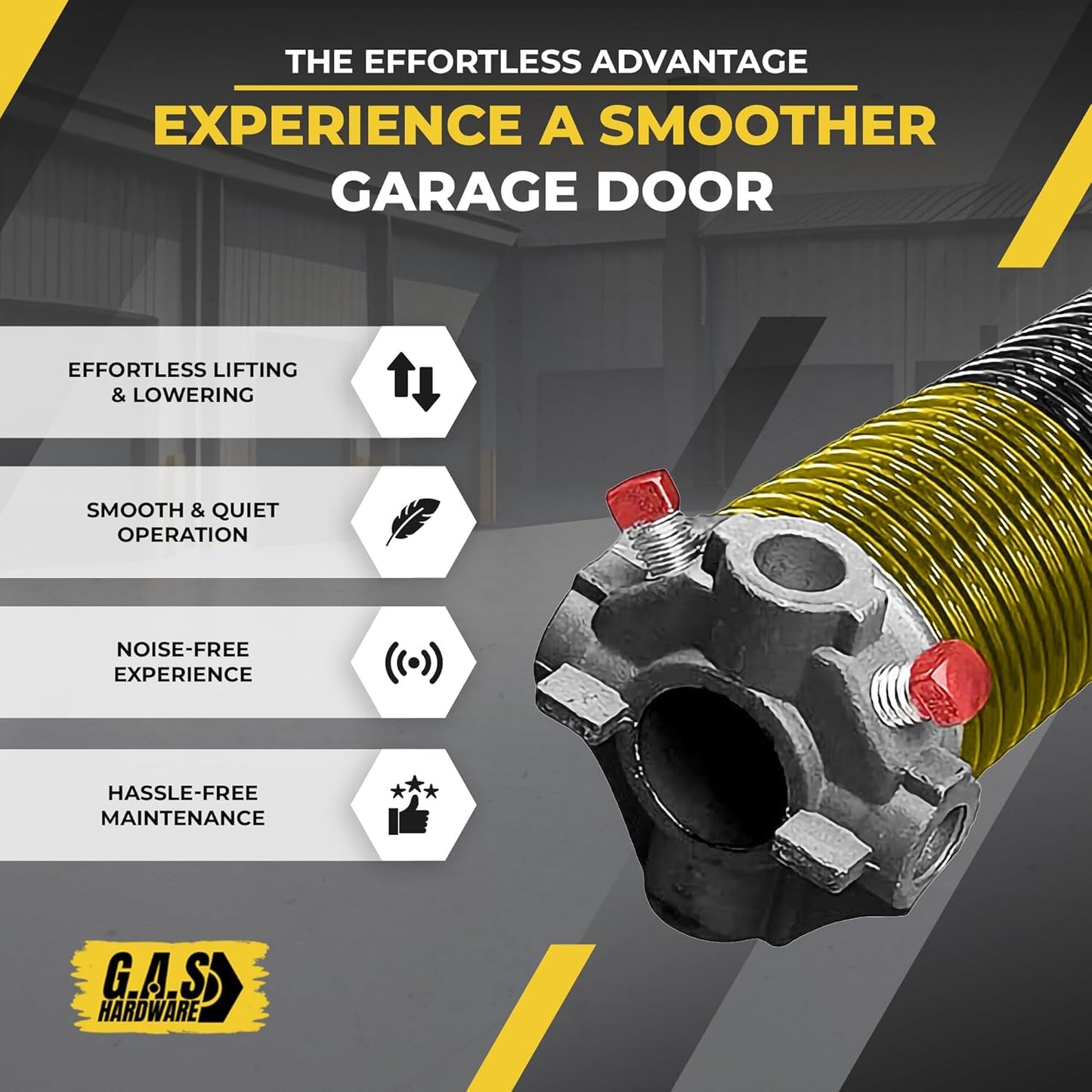 Garage Door Torsion Spring 250x2x29 Torsion Springs for Left Side of Garage Door with 1" Steel Bearing, Gloves, and Winding Bars Precision E-Coating 5-Year Warranty Minimum 30,000 Cycles (Red Cone)