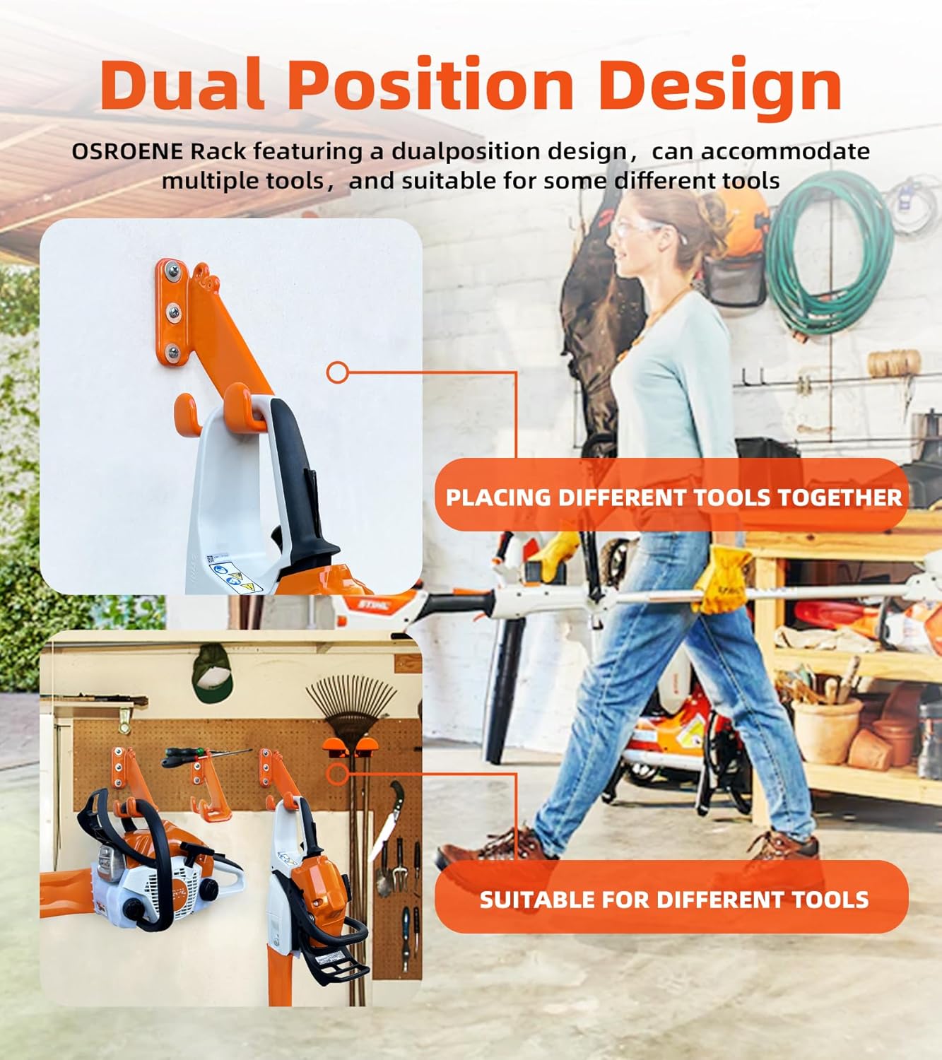 Chainsaw Hanger, 2 Pack Chainsaw Wall Mount, Heavy Duty Chainsaw Holder, Garage Organization Garage Storage Shed Organizer Mounted Chainsaw Rack