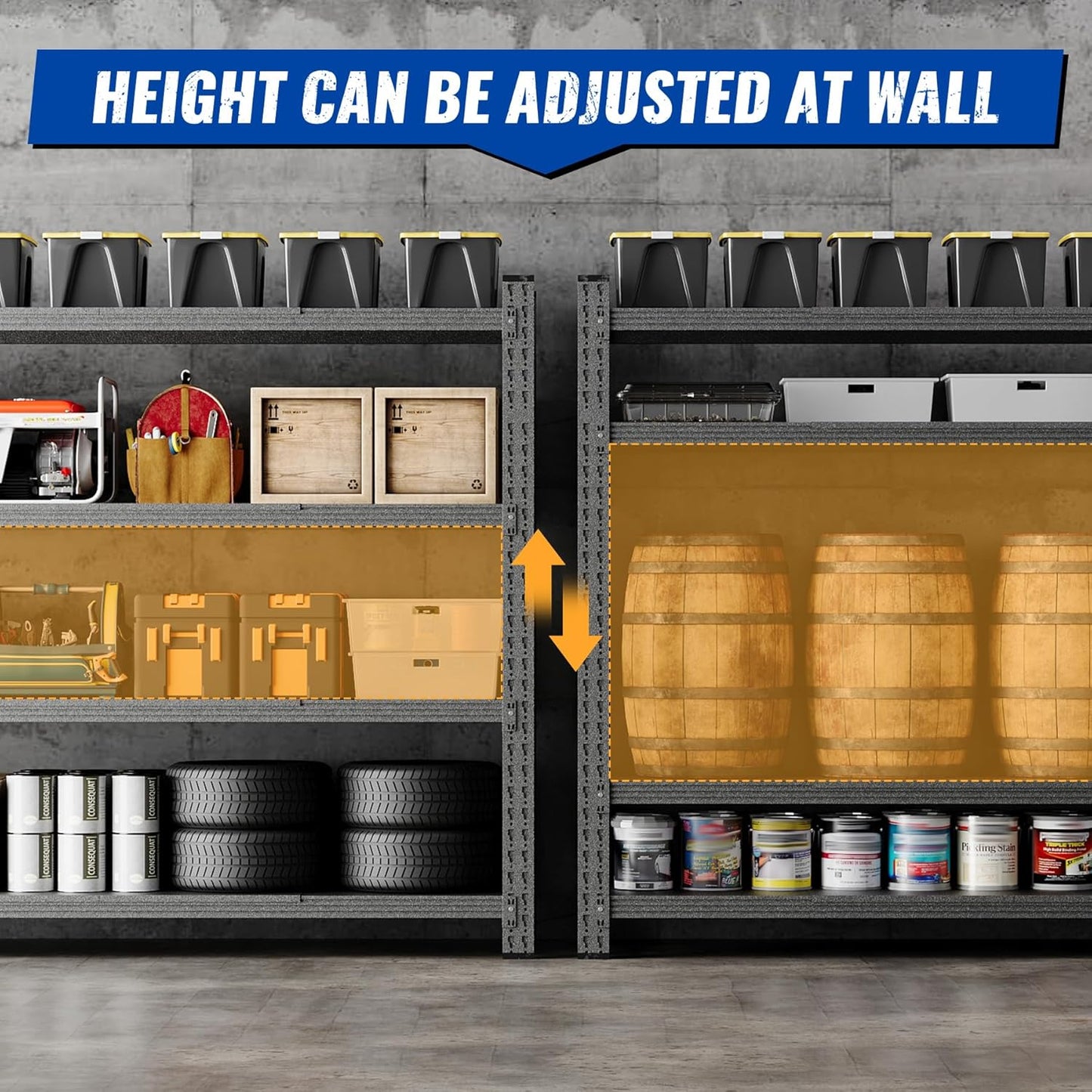 78.8" W Storage Shelves 7000lbs Garage Metal Shelving Heavy Duty Garage Shelves Adjustable Storage Shelves for Industrial, Factory, (78.8" W X 24" D X 78.8" H)