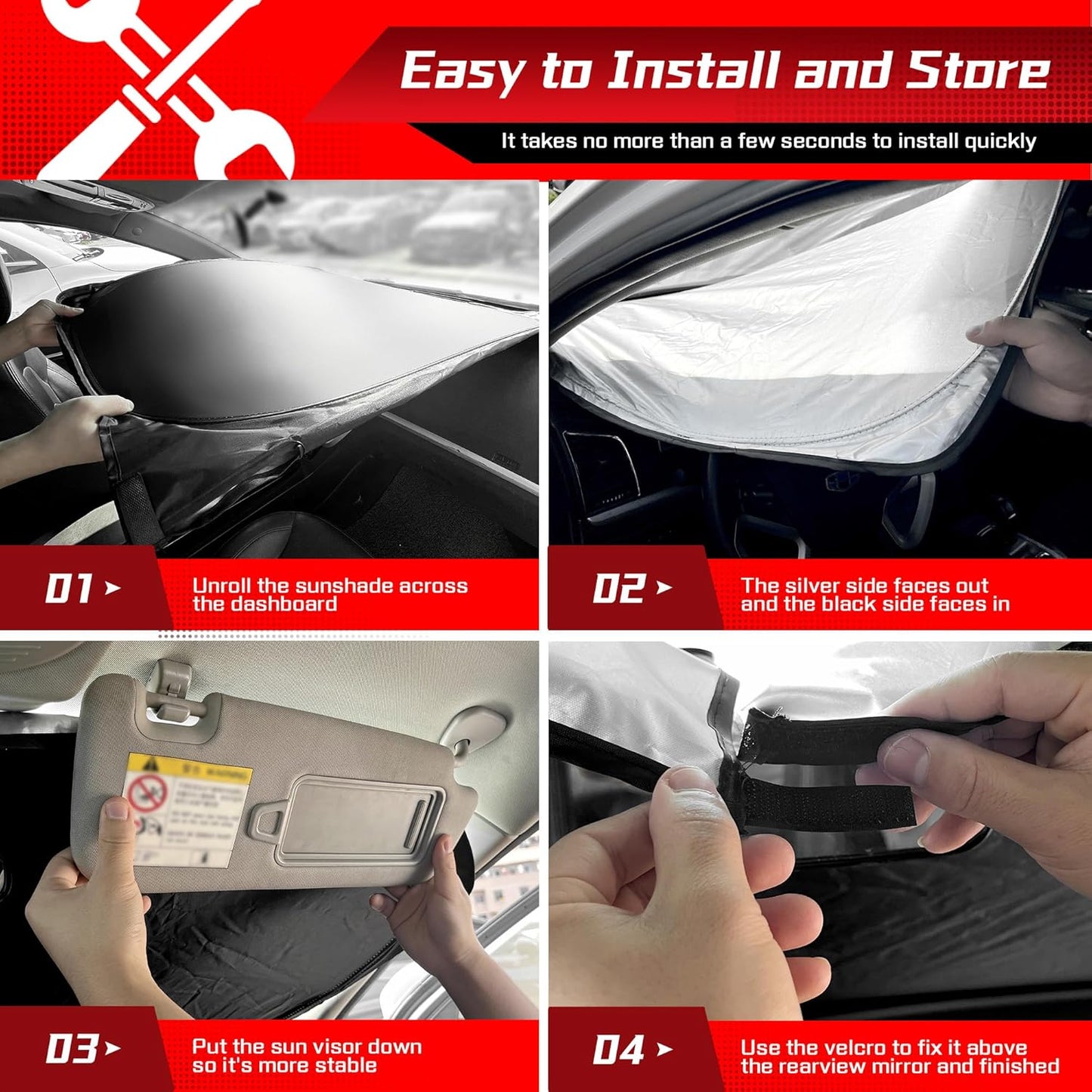 ARISMOTOR Windshield Sun Shade for GMC Acadia 2017-2023, Custom Fit Foldable Front Window Sunshade Sun Visor Protector, Block UV Rays Keep Your Car Cooler