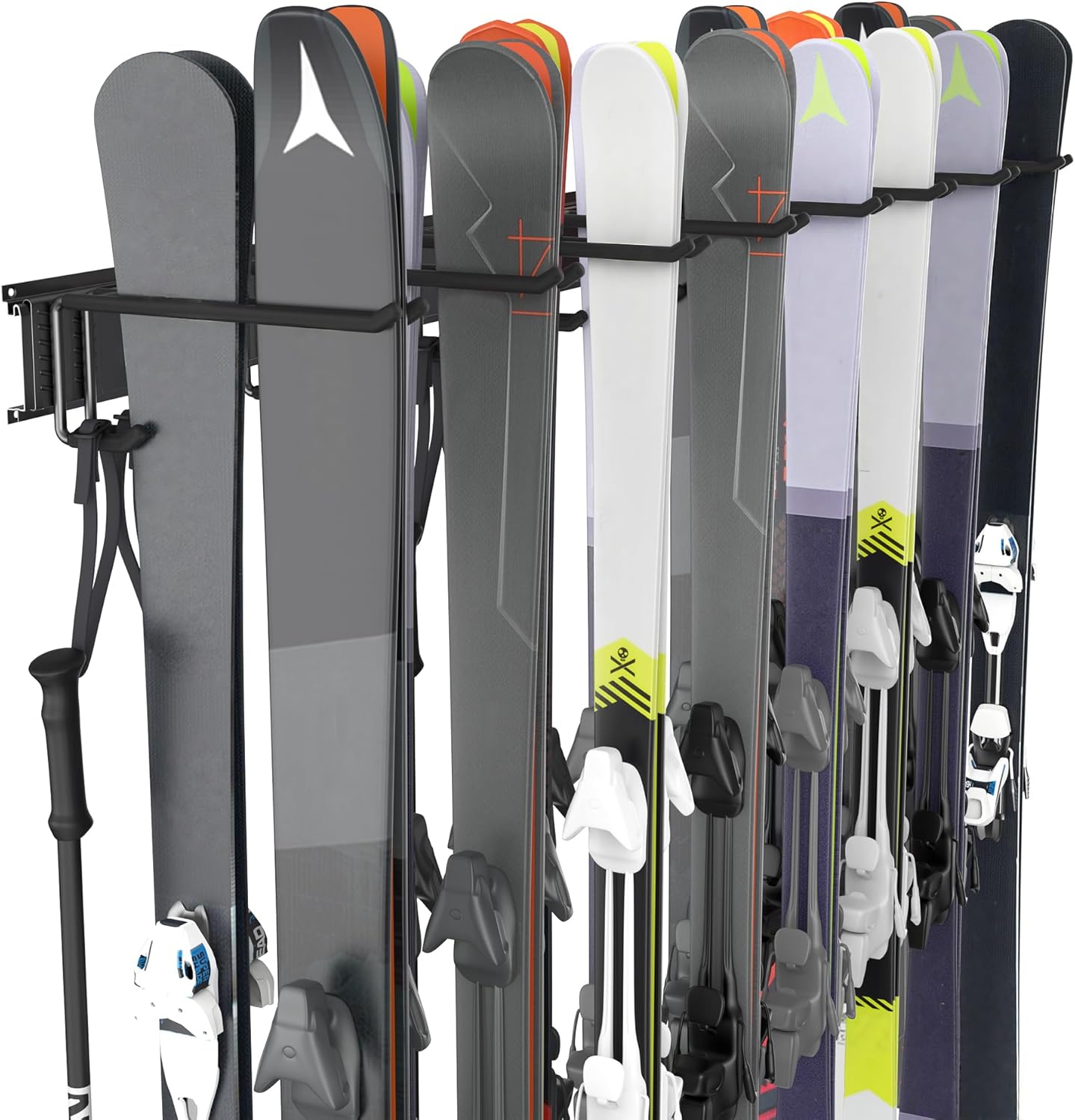 Ultrawall Ski Rack, Wall Mounted Ski Storage for Garage Storage Organizer System, 16 Pairs of Skis Holder for Home Shed, Holds Up to 600lbs