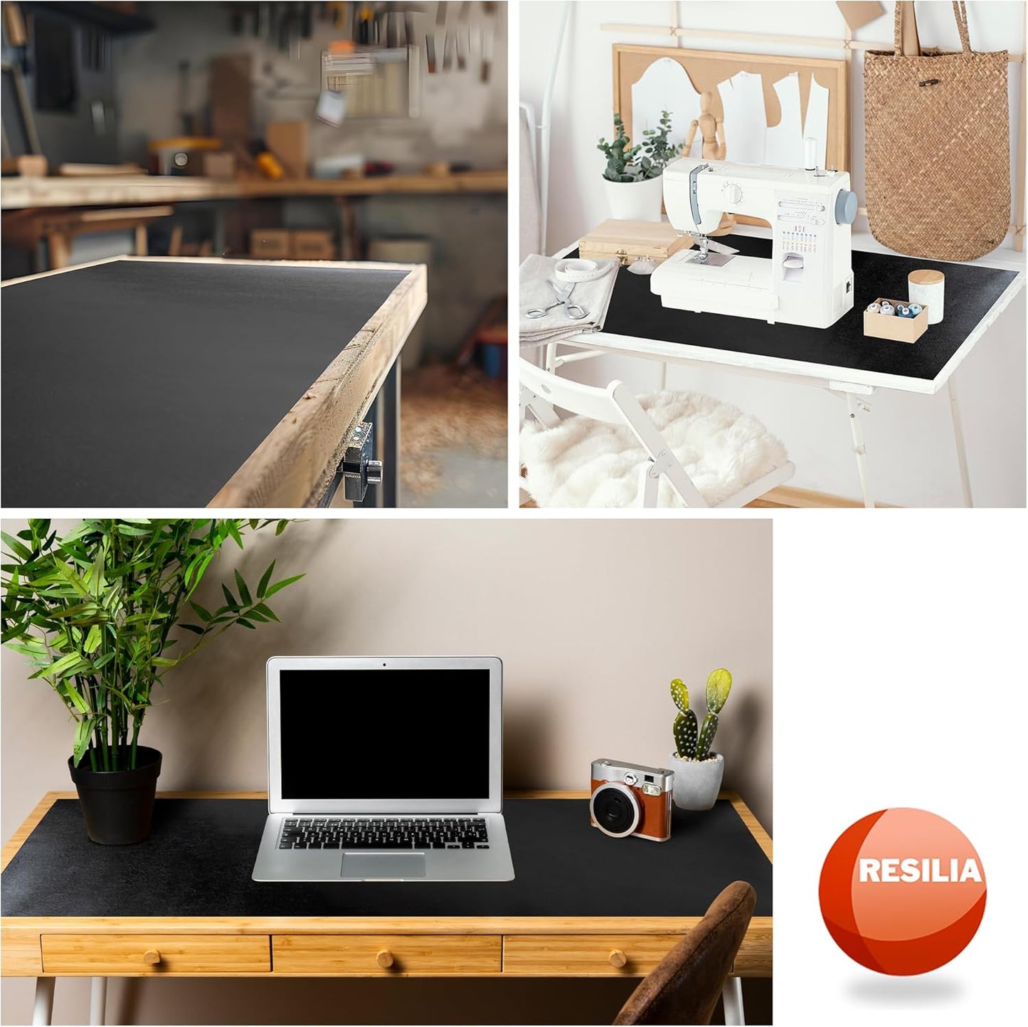 RESILIA Work Bench Mat - 48" X 96", Scratch-Resistant PVC Mats - Protect Your Workbench, Table, or Tool Station from Painting, Woodworking, Crafting, Building, & More, Black, Made in The USA