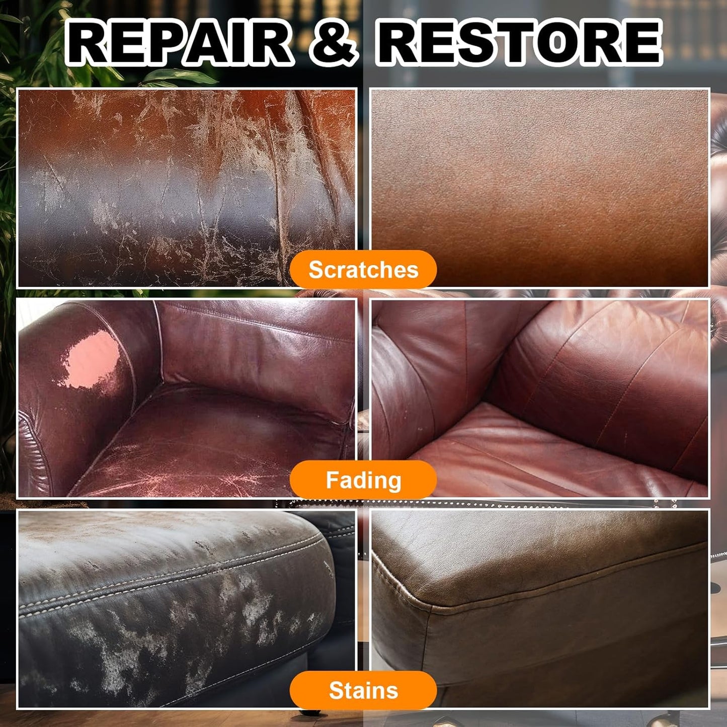 Leather Scratch Repair Balm-Leather Color Restorer for Couches Leather Scratch Remover for Carseat Boots Leather Couch Scratch Repair Couches (White)