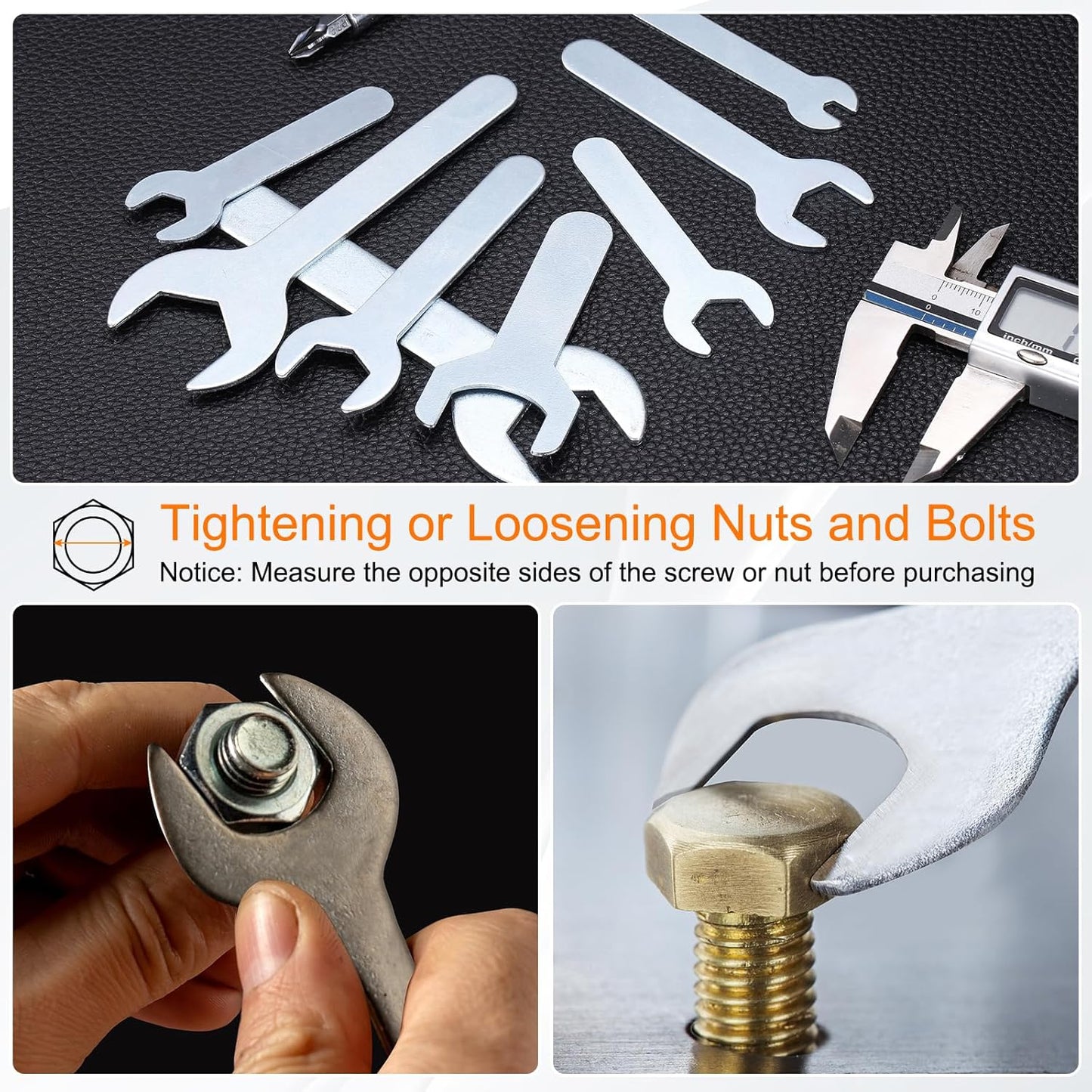 HARFINGTON 10pcs Small Wrench Open End Wrench 13x87x2mm Metric U-Shaped Single Open Ended Spanner Super Thin Small Flat Head Galvanizing Wrench for Automotive Repair Furniture Assembly