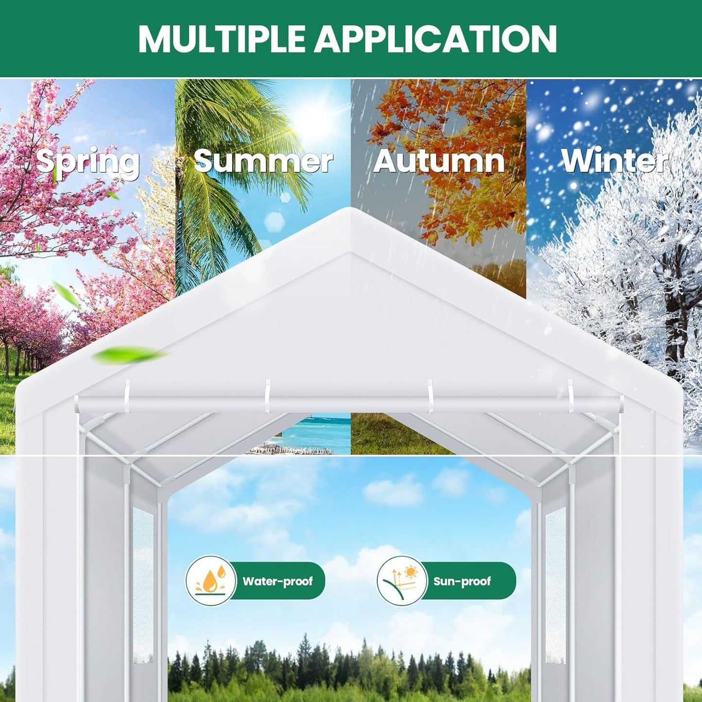 COBIZI Carports 10x20 Heavy Duty Car Canopy Garage with Removable Sidewalls & Doors, Galvanized Frame Portable Carport Canopy with Built-in Sandbags & All-Season Tarp for Car Boat Truck, White