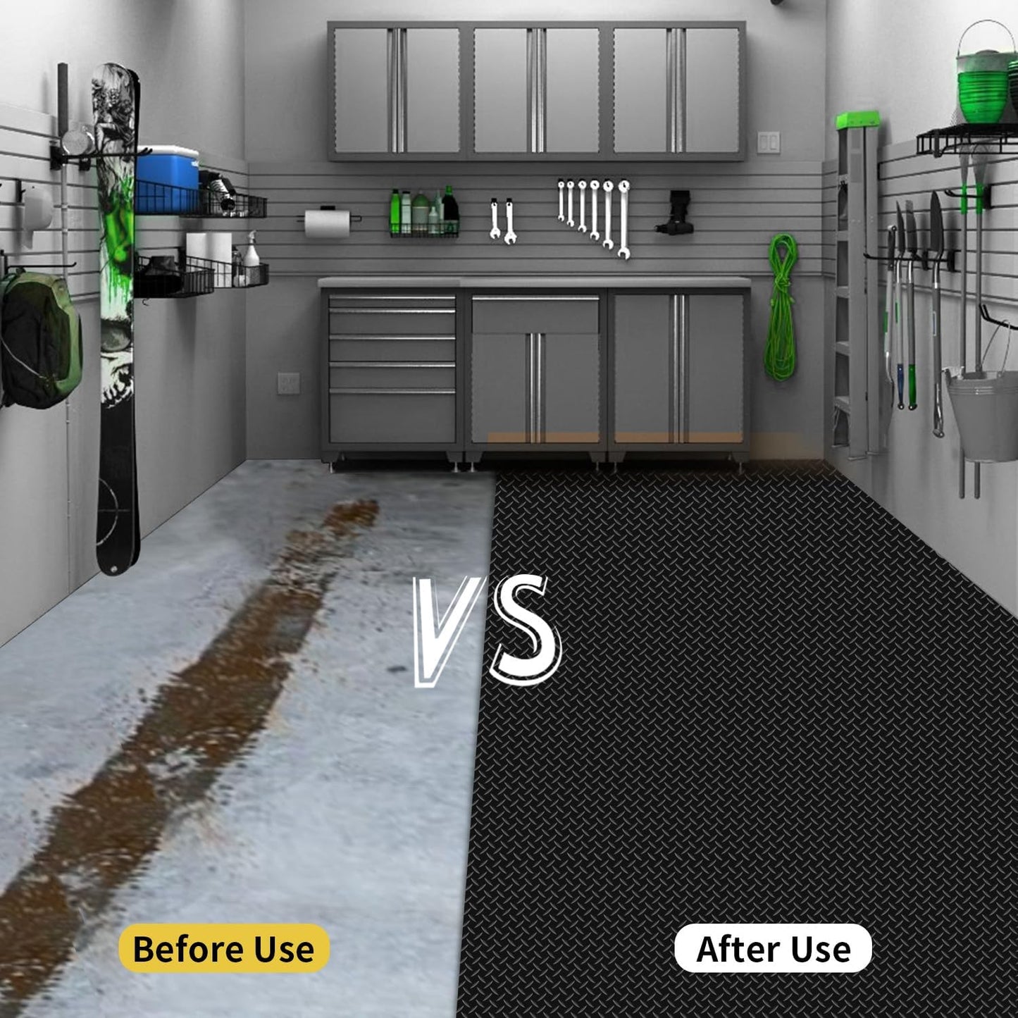 Premium Garage Floor Mat, Commercial Grade Heavy Duty Parking Mat for Garage Floor, Golf Cart Parking, Water/Stain Resistant Floor Runner (Black Diamond, 4 x 13 Feet)