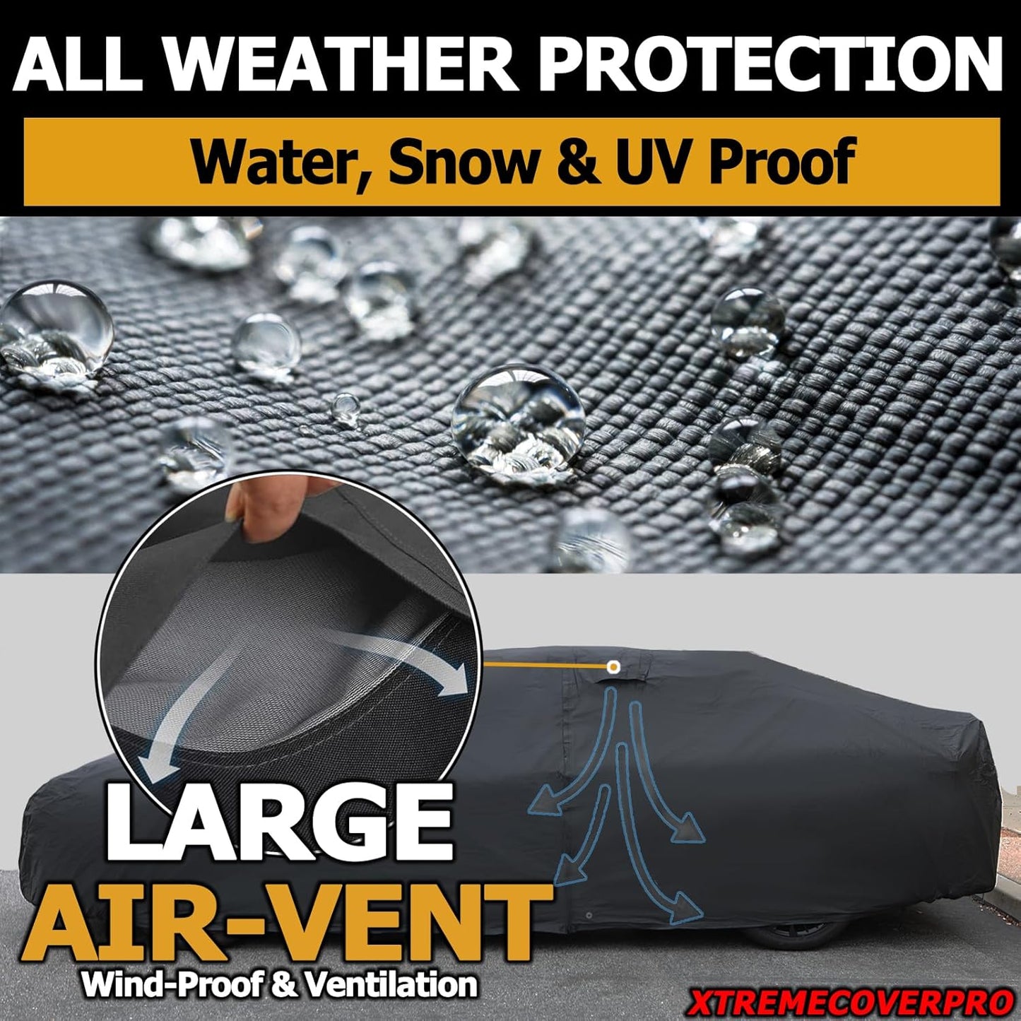 All Weather Waterproof car Cover Good for rain Snow uv Protection dust Compact SUV Grand Cherokee Santa FE RAV4 CR-V Q5 XT4 Equinox Envision Black