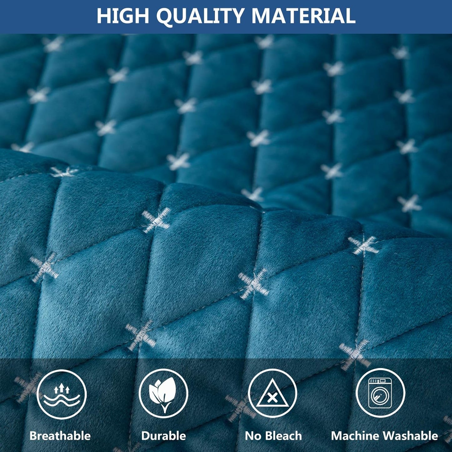 Eismodra Couch Cover,Sectional Couch Covers,Sofa Covers for 3 Cushion Couch,Anti-Slip Sofa Slipcovers for Dogs Cats Kids Loveseat Recliner L Shaped Armrest Backrest,Blue 36''x63''(Only 1 Piece)