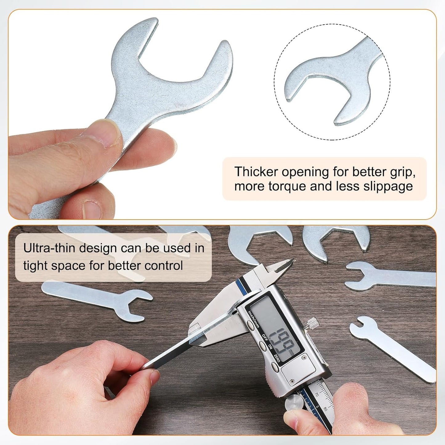 HARFINGTON 10pcs Small Wrench Open End Wrench 26x100x2.8mm Metric U-Shaped Single Open Ended Spanner Super Thin Small Flat Head Galvanizing Wrench for Automotive Repair Furniture Assembly