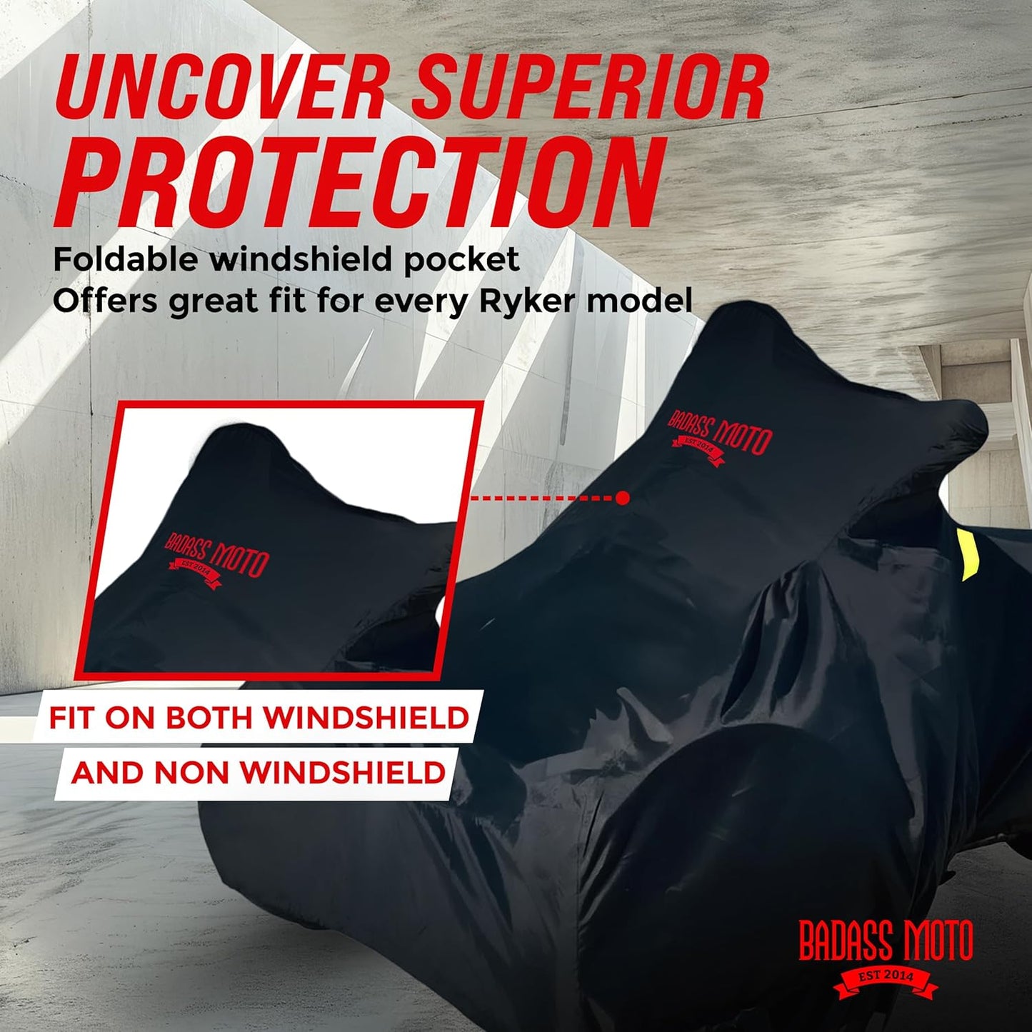 Badass Moto Can Am Ryker Cover Fits 600/900 Rally Sport Trike Three Wheeler. Heavy Duty. Won't Wimp Out. Fits Can-Am Ryker Motorcycle Accessories Waterproof Outdoor Storage