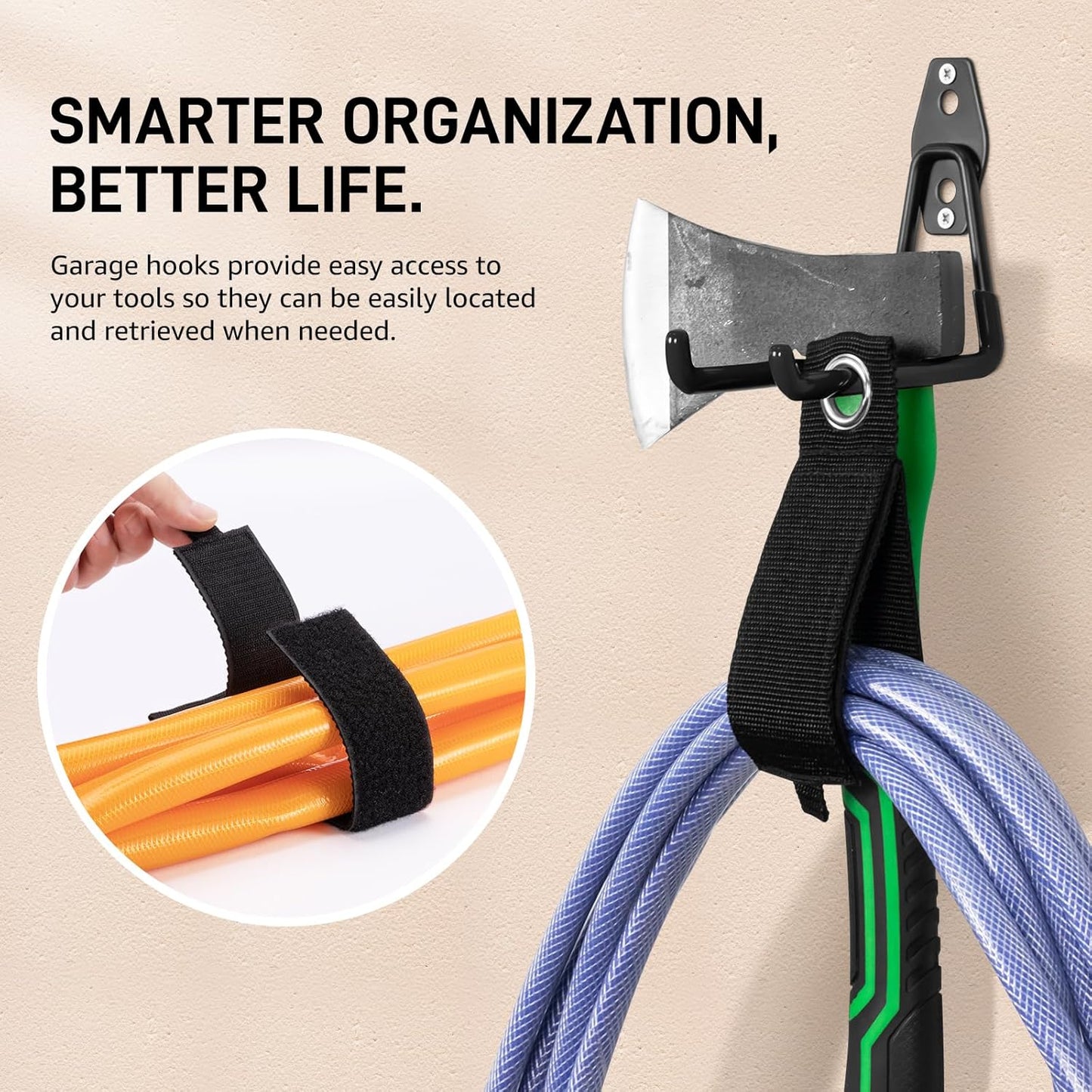 16 Pack Garage Hooks with Anti-Slip Coating Heavy Duty Wall Mount Hooks for Garage Storage and Hanging Hoses Bike Garden Tools Ropes etc