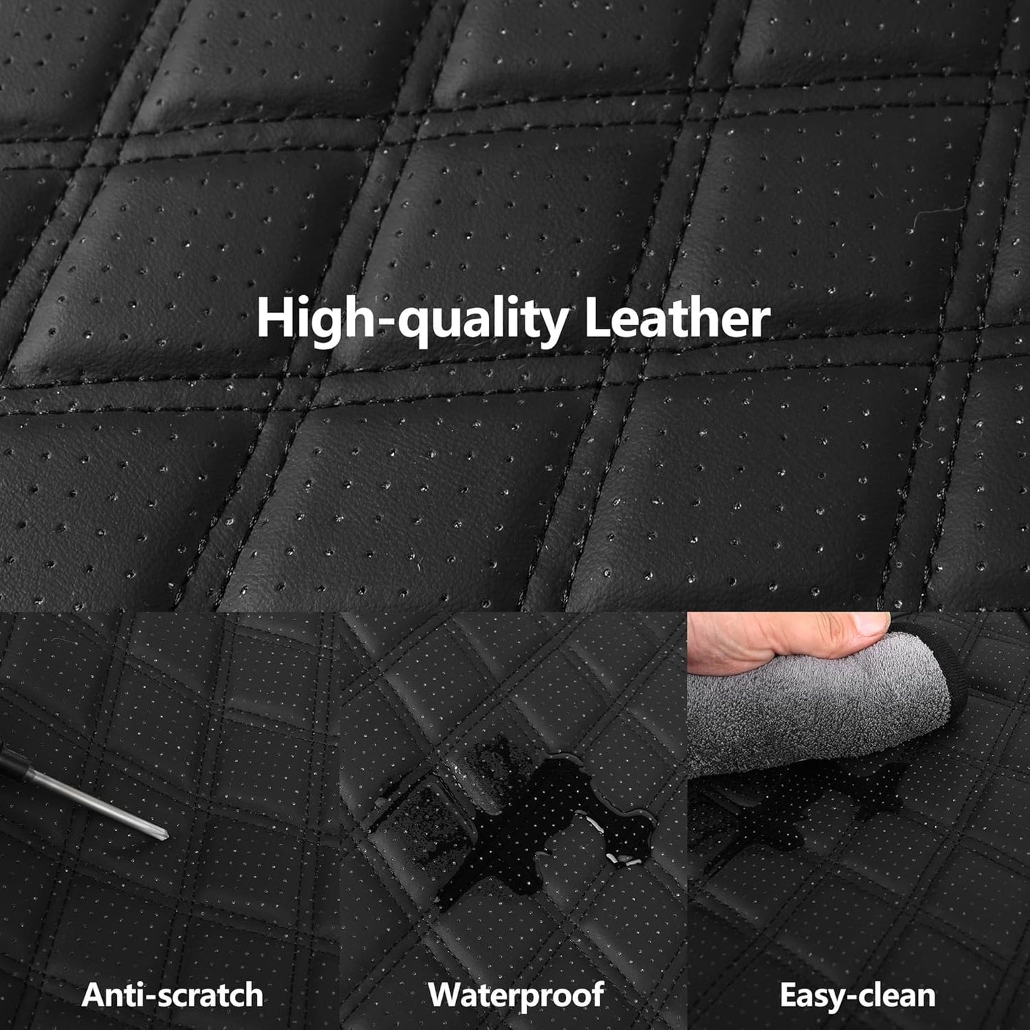 Leather Car Seat Covers,Breathable and Waterproof Napa Leather Automotive Seat Cover,Universal Interior for Cars,Sedans,SUVs,Vans,Trucks(Front Seat,Black,N3)