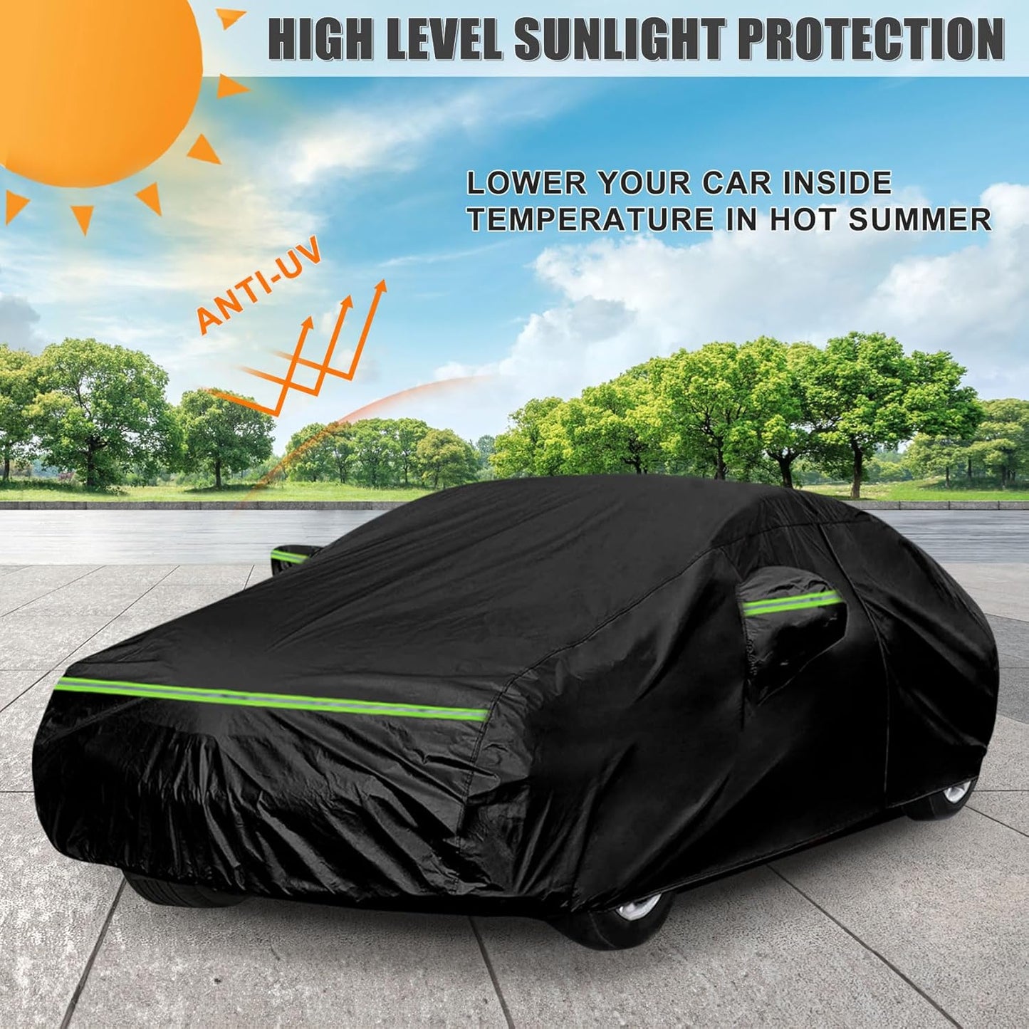 Waterproof Car Cover Compatible with Toyota Corolla Sedan Accessories 2004-2025, Black 210T Inside Cotton Cover with Door Zippers for Snow Rain Dust Outdoor Protection