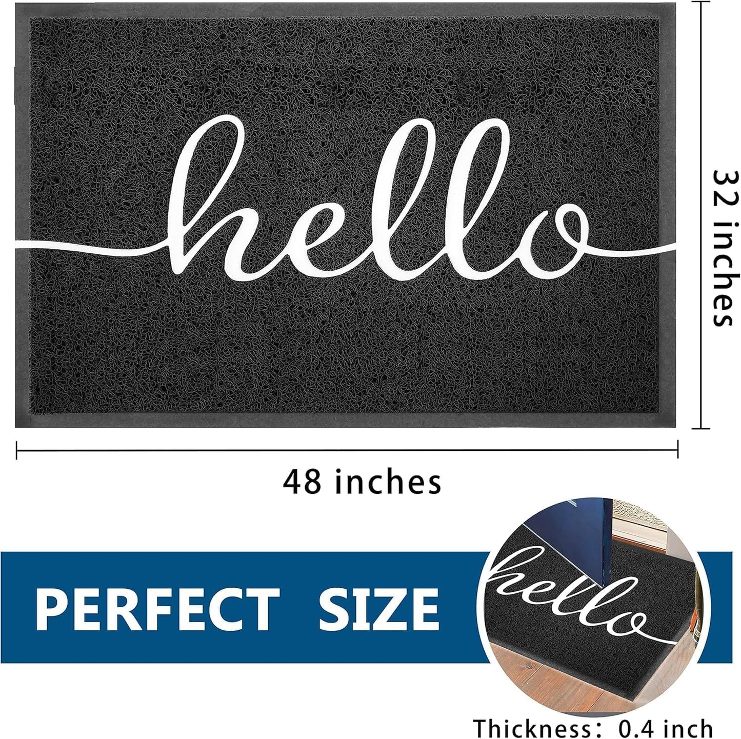 EARTHALL Funny Hello Mats Outside/Inside 48"x32", Front Door Mat Outdoor Entrance, Indoor Outdoor Mats for Home Entrance, Funny Doormat Outside/Inside Entrance, Front Porch Decor for Farmhouse