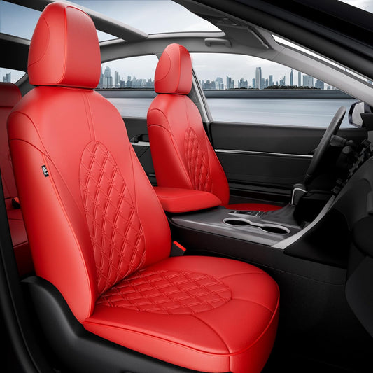 for Toyota Camry Seat Covers Hybrid XLE XSE 2018 2019 2020 2021 2022 2023 2024 - Custom Car Seat Cover Full Set, Waterproof Breathable Cushion Protector, Leather Seat Cover for Cars Red